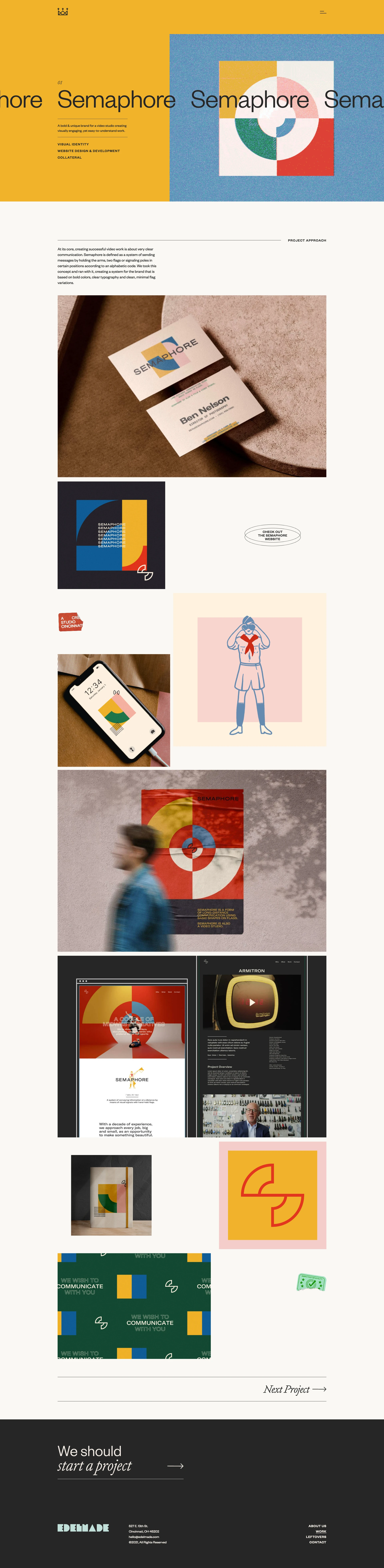 Edelmade Landing Page Example: Marrying thoughtful ideas & imaginative creativity, we design impactful brands & digital experiences with the goal of bringing more good into the world.