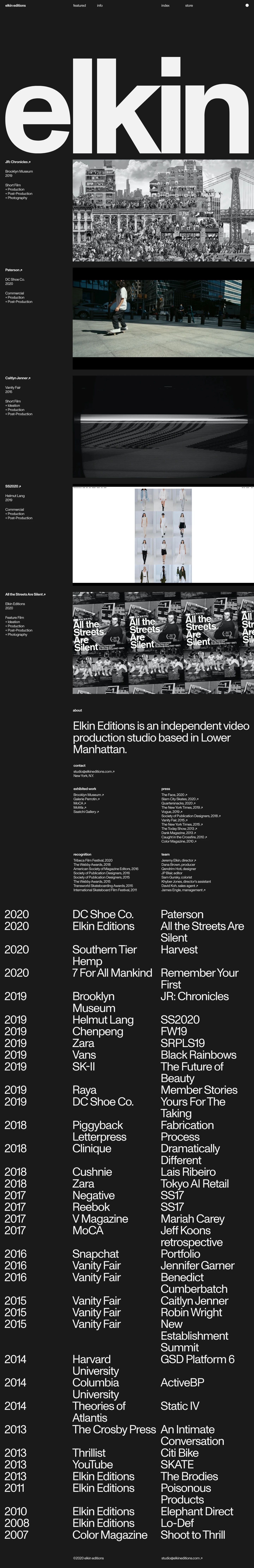 Elkin Editions Landing Page Example: Elkin Editions is an independent video production studio based in Lower Manhattan.