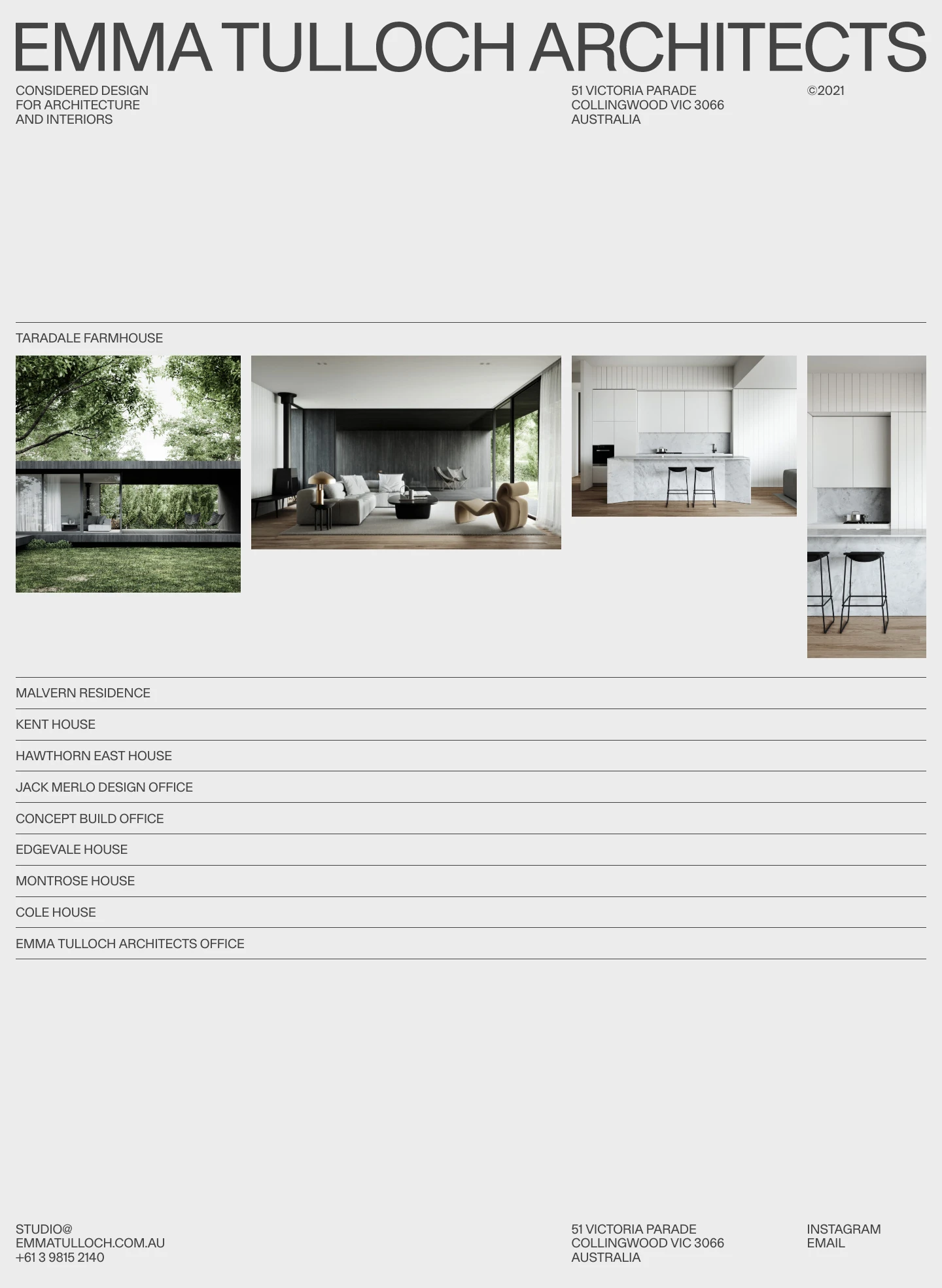 Emma Tulloch Architects Landing Page Example: Emma Tulloch Architects is a boutique architectural office located in the heart of Melbourne.