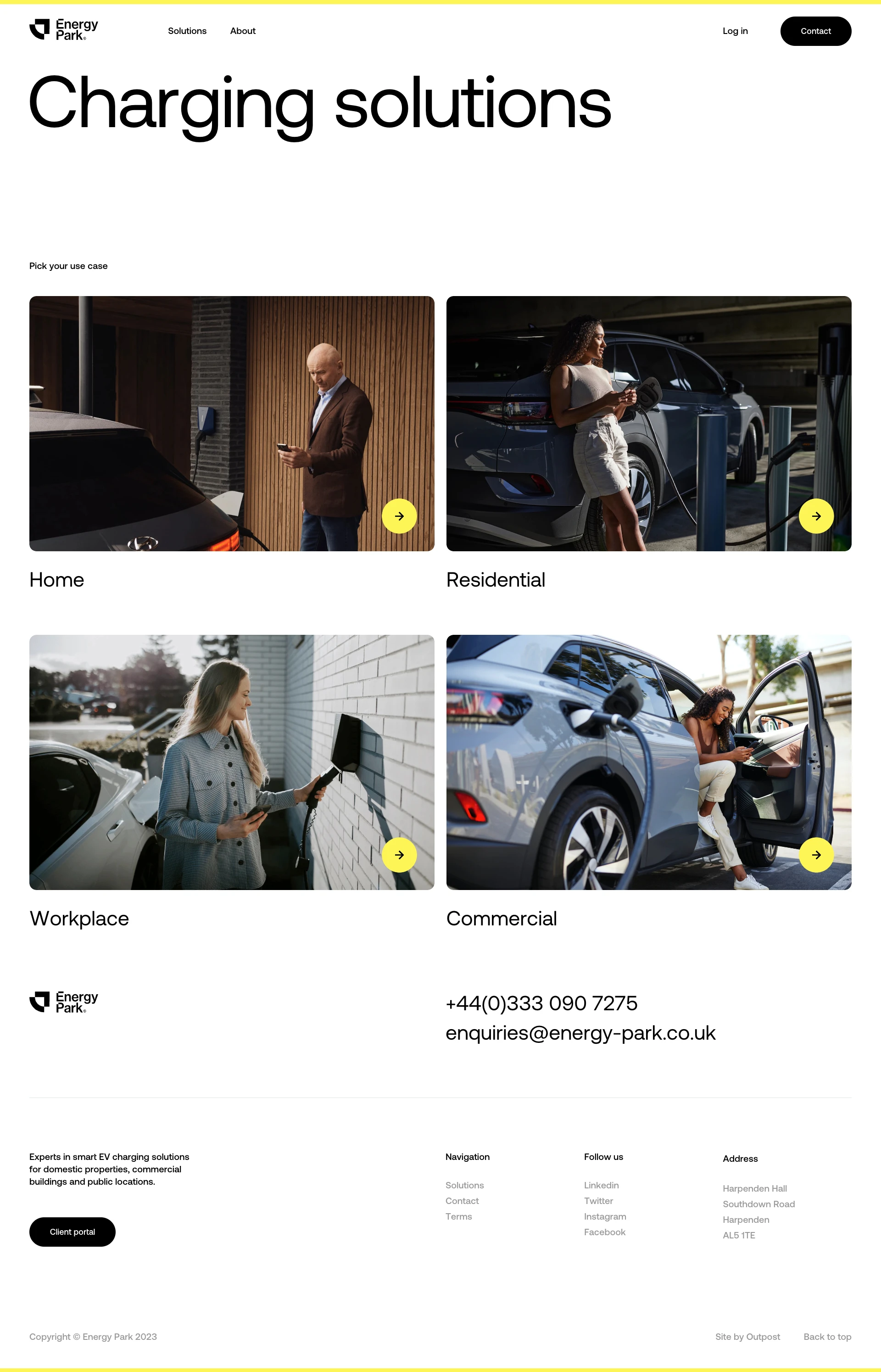 Energy Park Landing Page Example: Tailored EV charging solutions for homes, workplaces, residential sites and businesses. We provide expert guidance and ongoing customer support.