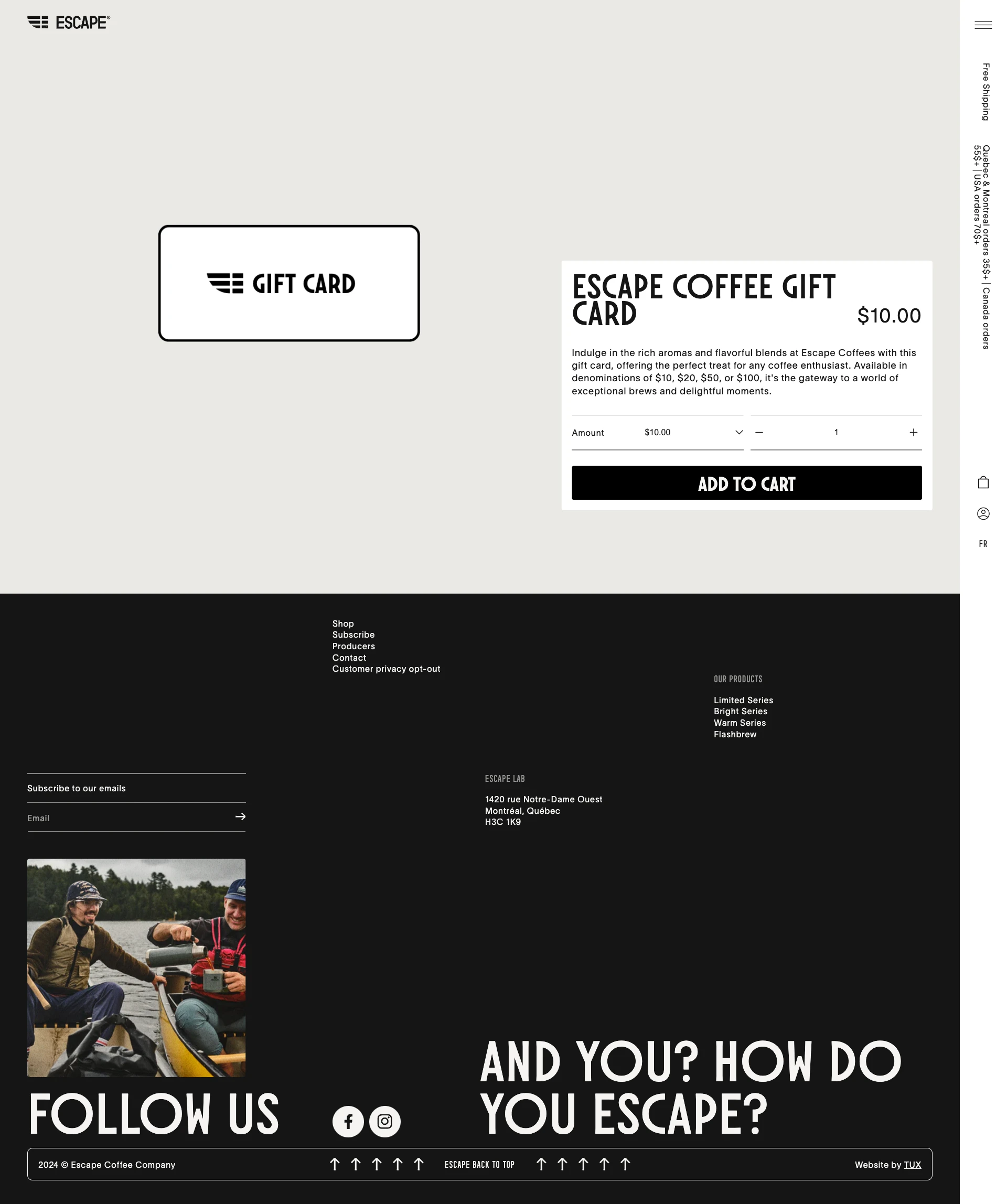 Escape Cafe Landing Page Example: And at Escape, that one thing was always coffee. That’s why we cross continents, explore different roasting techniques, flavours, infusions, sustainable practices. We work with local artists, hand-package our selections and deliver to distributors.