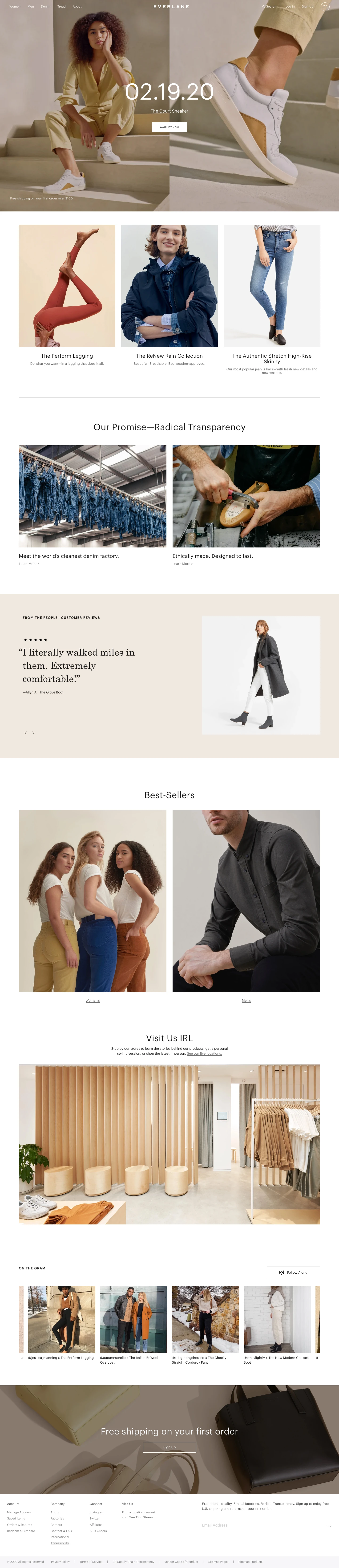 Everlane Landing Page Example: Shop Everlane now for modern essentials. We make the most beautiful essentials, at the best factories, without traditional markups.