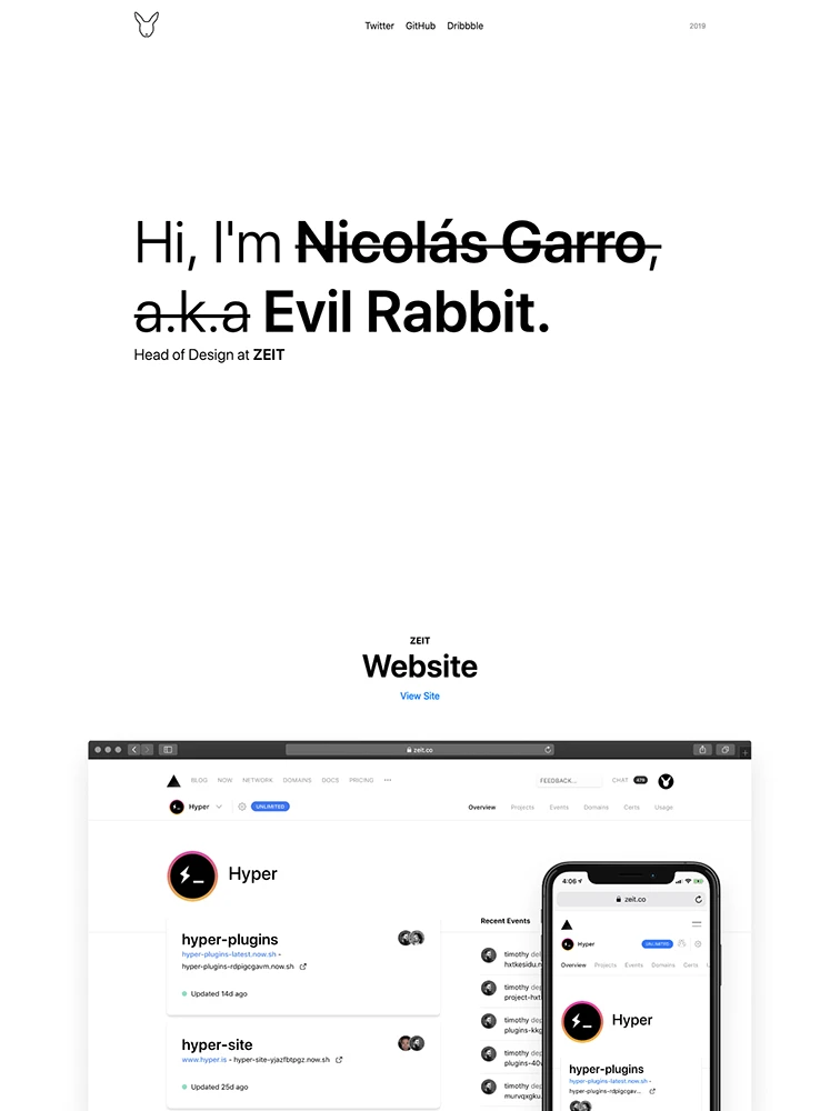 Evil Rabbit website design - Lapa Ninja