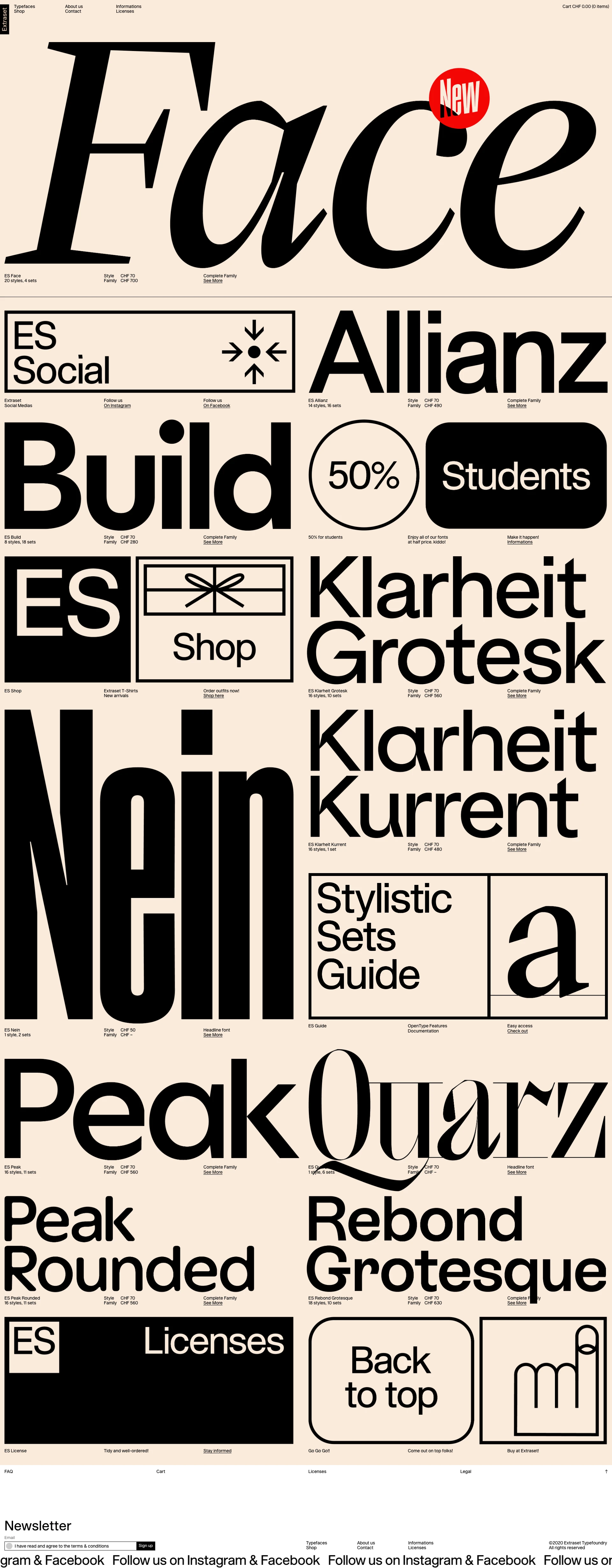 Extraset Landing Page Example: Extraset is an independent Swiss type foundry established in Geneva, jointly led by Alex Dujet (Futur Neue), Xavier Erni (Neo Neo), Roger Gaillard (Cécile + Roger) and David Mamie (TM Todeschini + Mamie). Extraset publishes professional typefaces made by graphic designers for graphic designers.