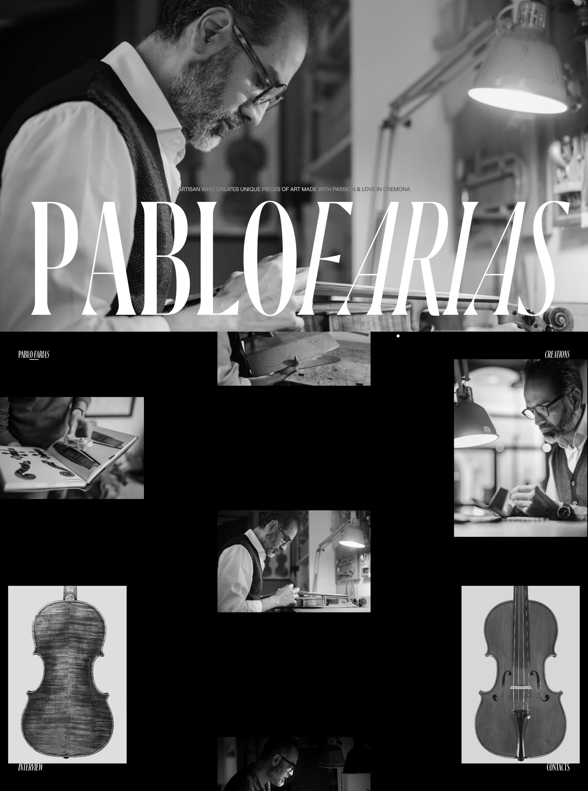 Pablo Farias Landing Page Example: Artisan who creates unique pieces of art made with passion.