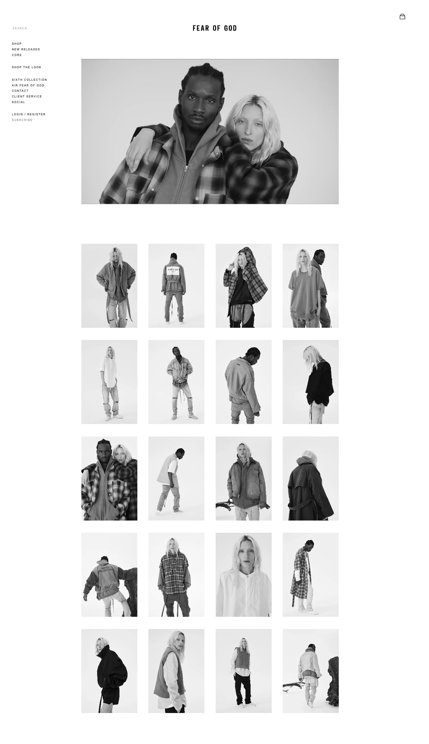 Fear of God Landing Page Example: Classic American silhouettes reimagined for forever, beyond modernity