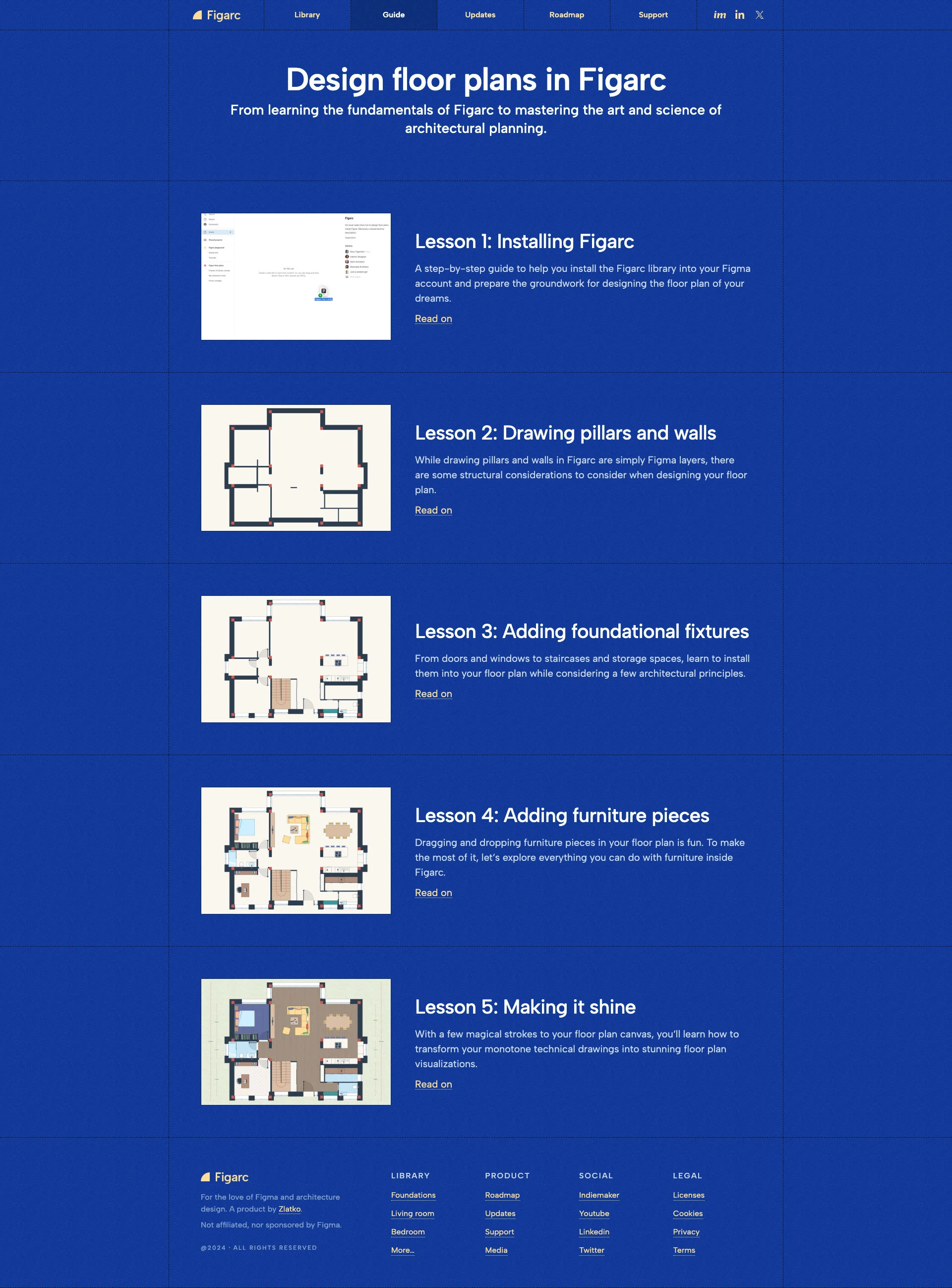 Figarc Landing Page Example: A design system, but for floor plans. Now you can apply your Figma superpowers to something you always secretly wanted — designing homes and offices. Because why wrestle learning Autocad or Archicad when you can be an architect in your favorite software? So, if you know Figma already, you already know Figarc. That almost sounded like a palindrome.