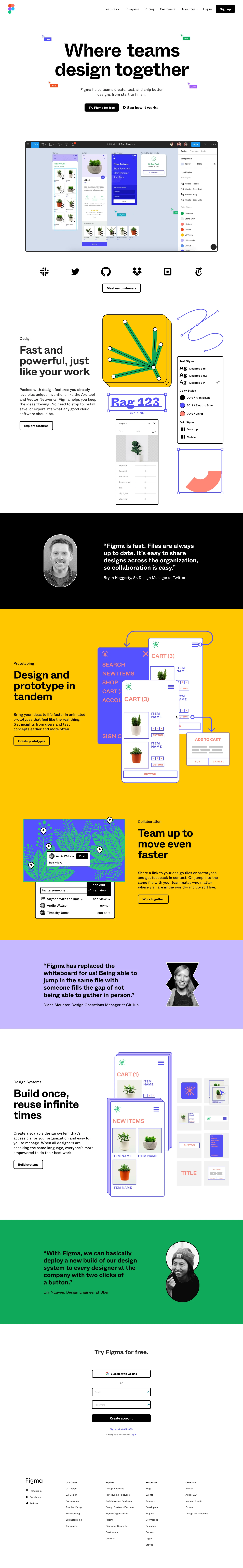 Figma Landing Page Example: The collaborative interface design tool. Figma helps teams create, test, and ship better designs from start to finish.