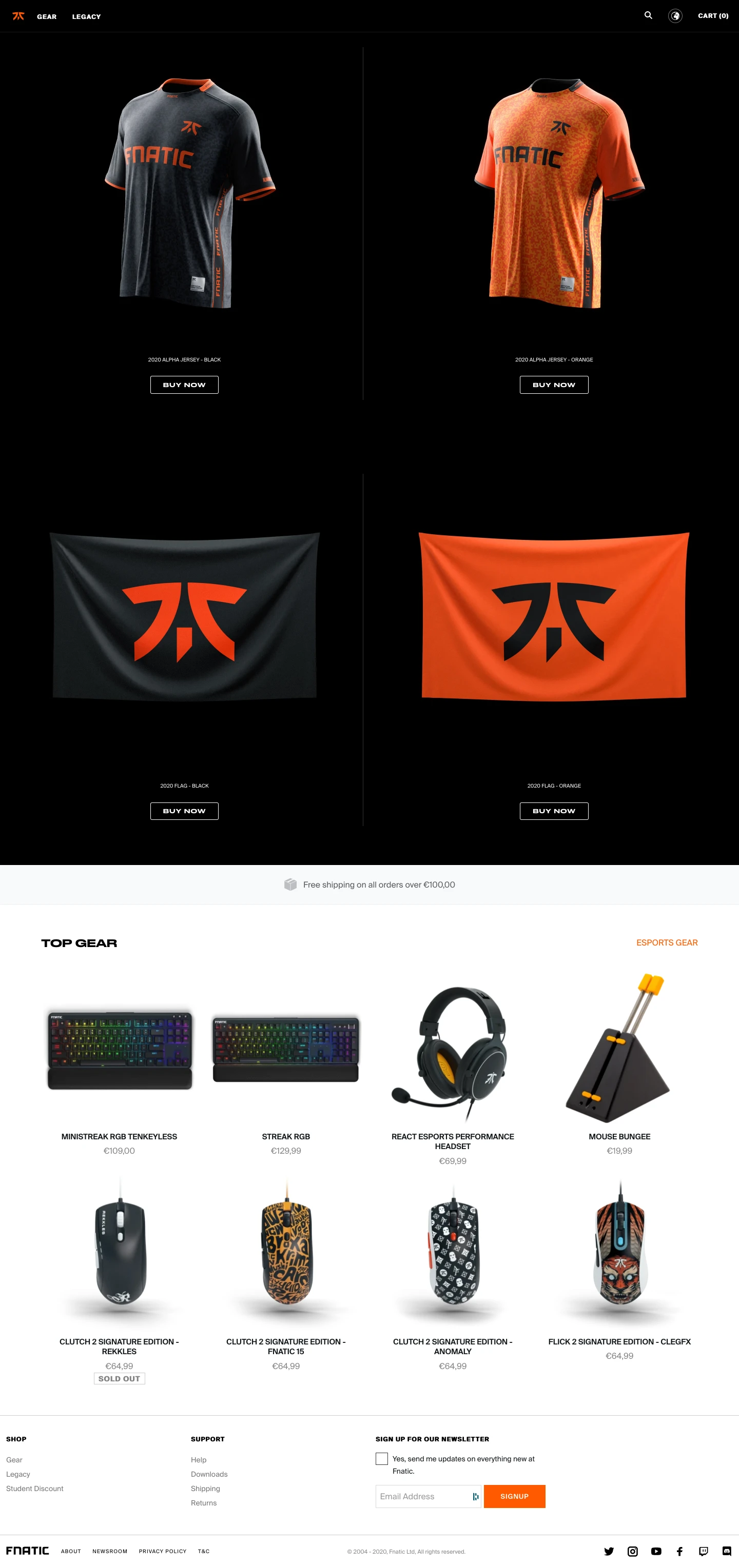 Fnatic Landing Page Example: The future is here. Fnatic 2020 Alpha is now live.