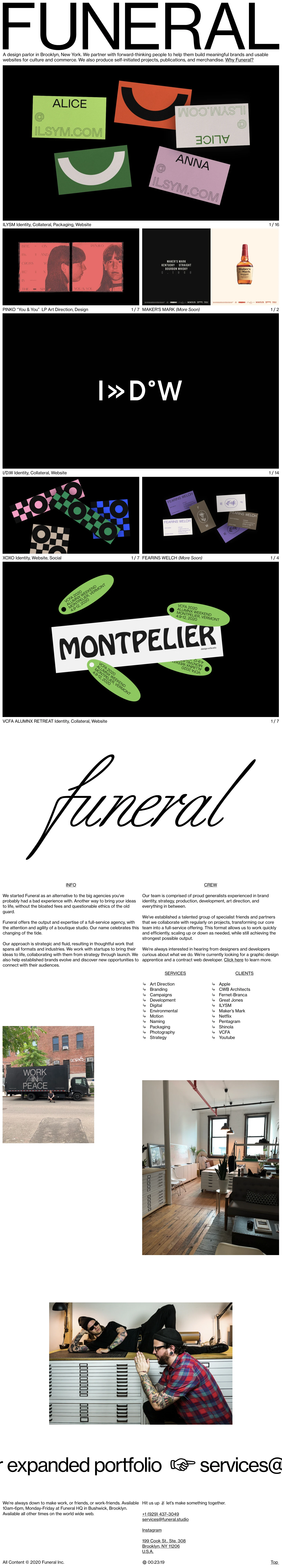 Funeral Landing Page Example: Funeral is a design parlor in Brooklyn, New York. We partner with forward-thinking clients to help them build meaningful brands people love.