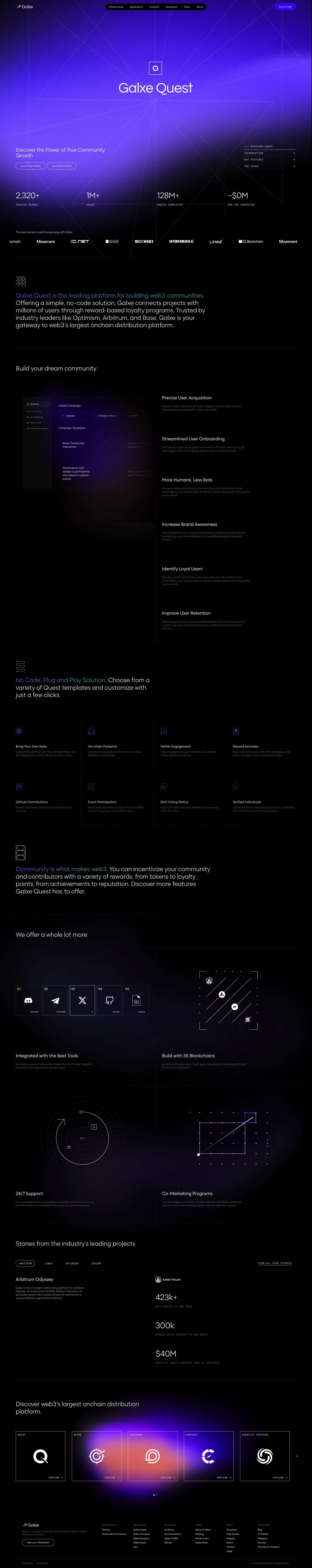 Galxe Landing Page Example: Galxe is a decentralized super app and Web3’s largest on-chain distribution platform.