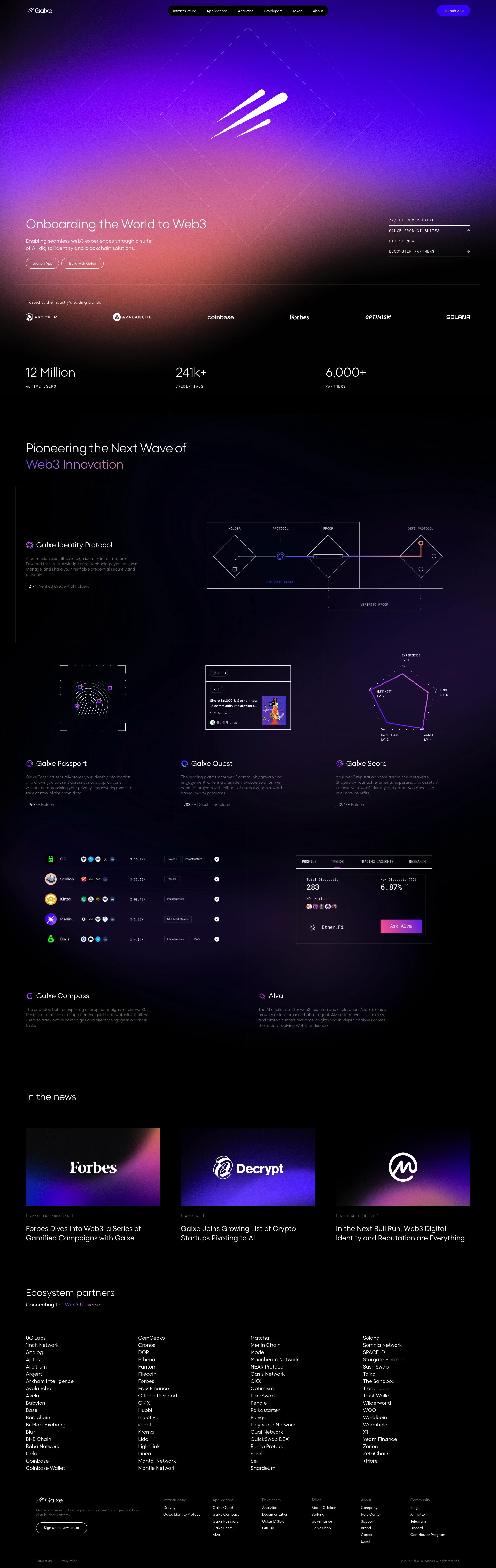 Galxe Landing Page Example: Galxe is a decentralized super app and Web3’s largest on-chain distribution platform.