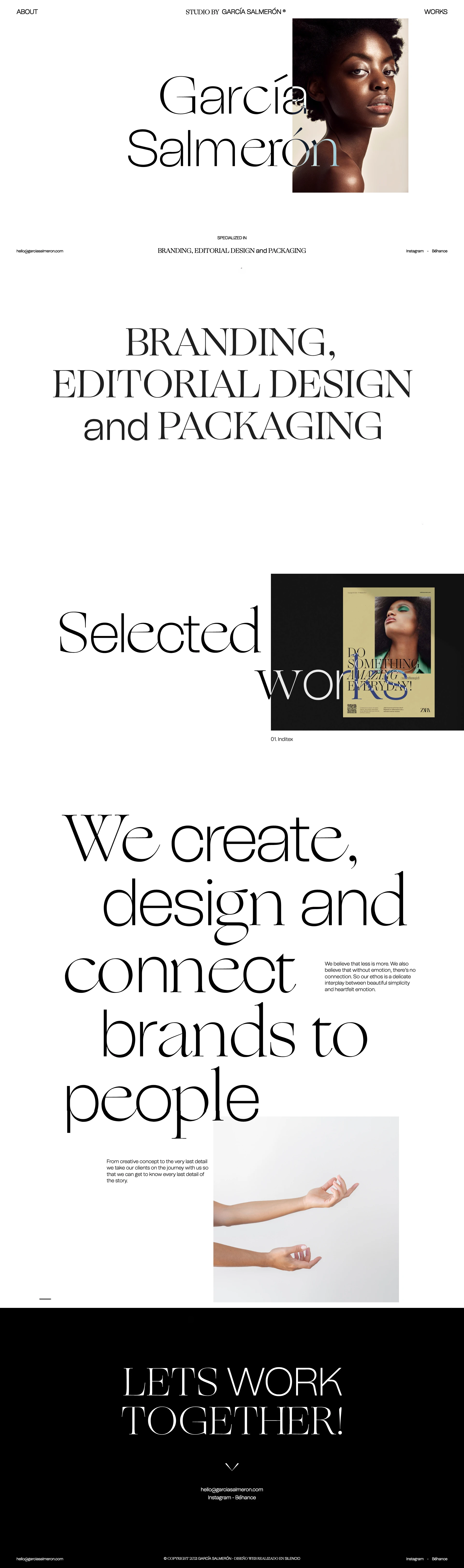 García Salmerón Landing Page Example: Studio specialized in branding, editorial design and packaging