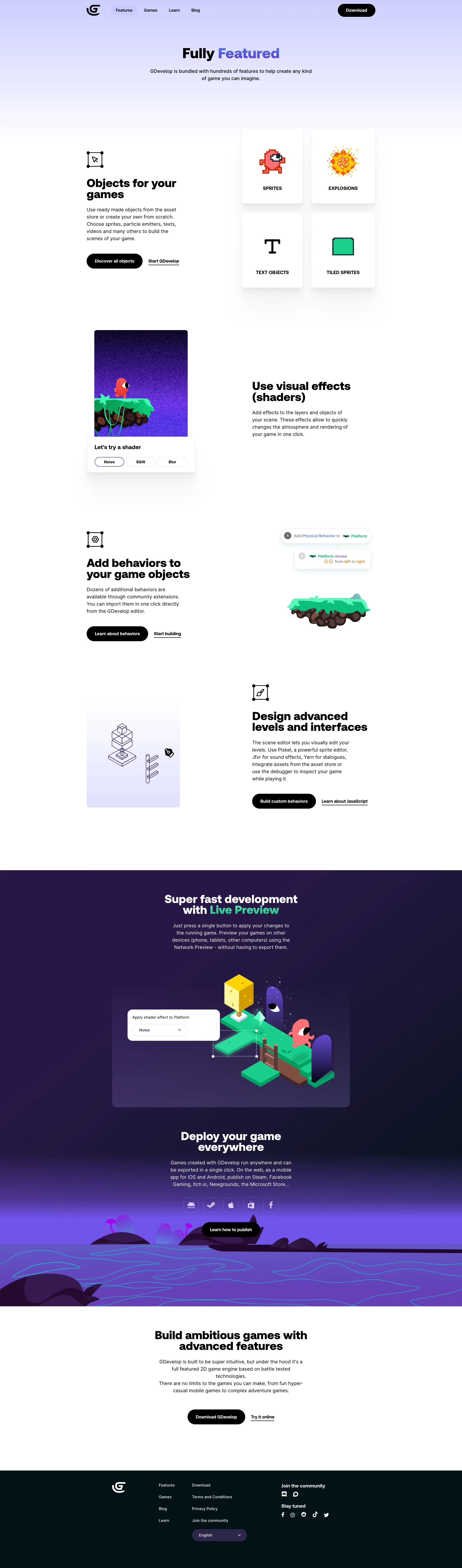 GDevelop website design - Lapa Ninja