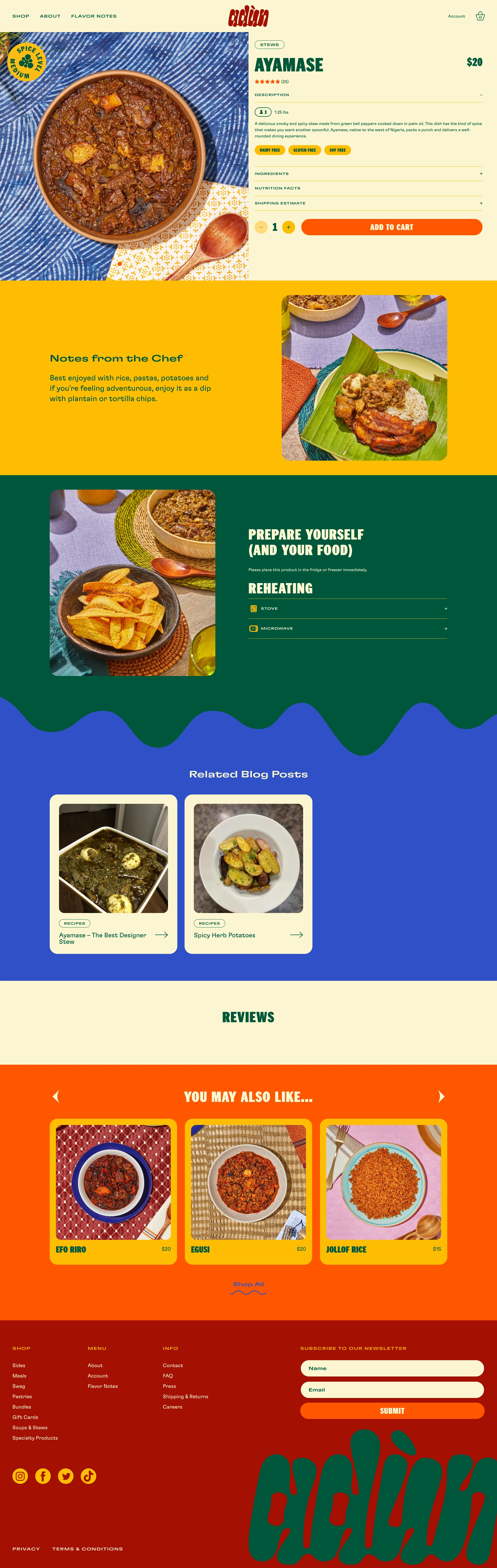Adùn Landing Page Example: Adùn brings African flavors from our kitchen to your table. Classic Recipes and Fresh Takes, Made for You. Try our ready-in-minutes frozen meals.