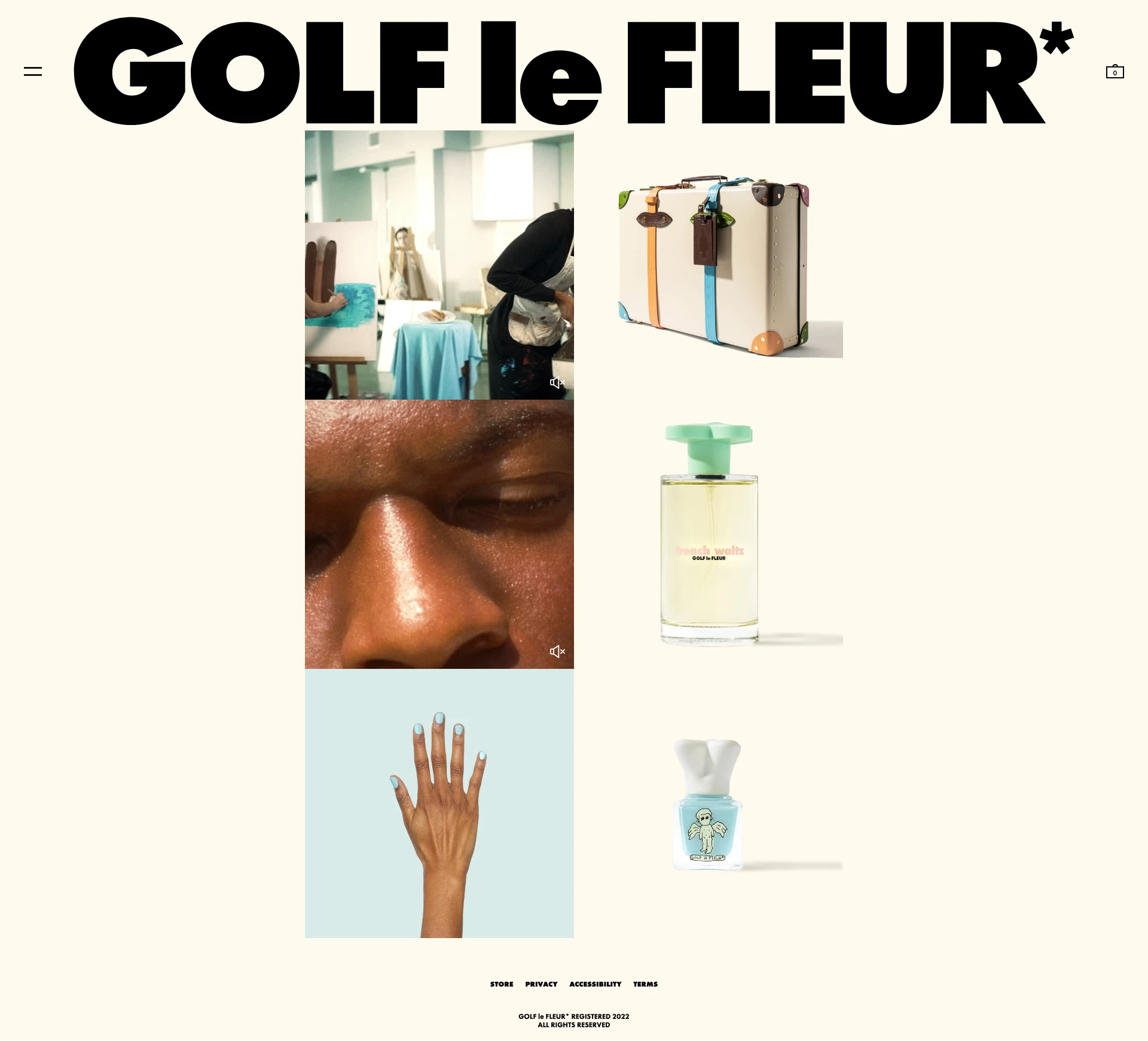 GOLF le FLEUR* Landing Page Example: Serious fashion, a wavy new store, and a fancy fragrance.