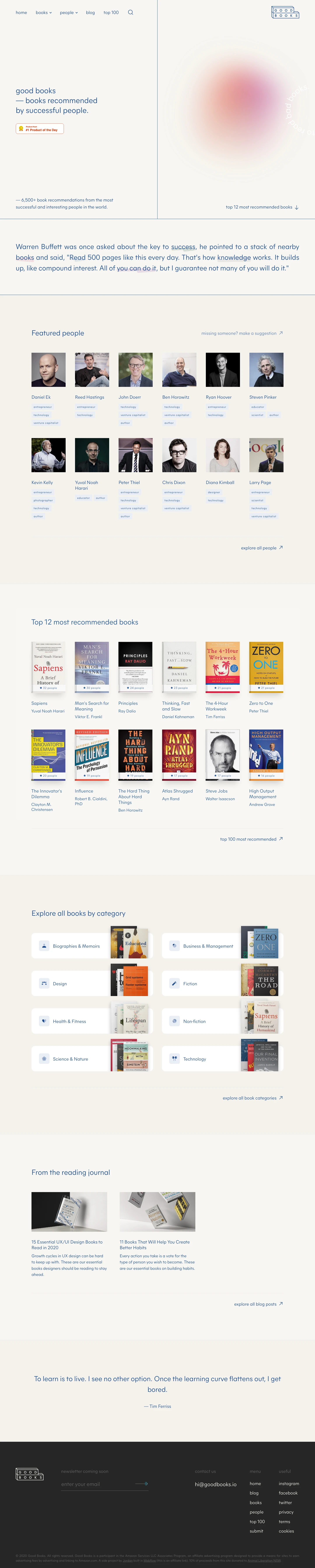 Good Books Landing Page Example: Looking for the best books to read in 2020? Discover the best book recommendations from the world's most successful, influential and interesting people.