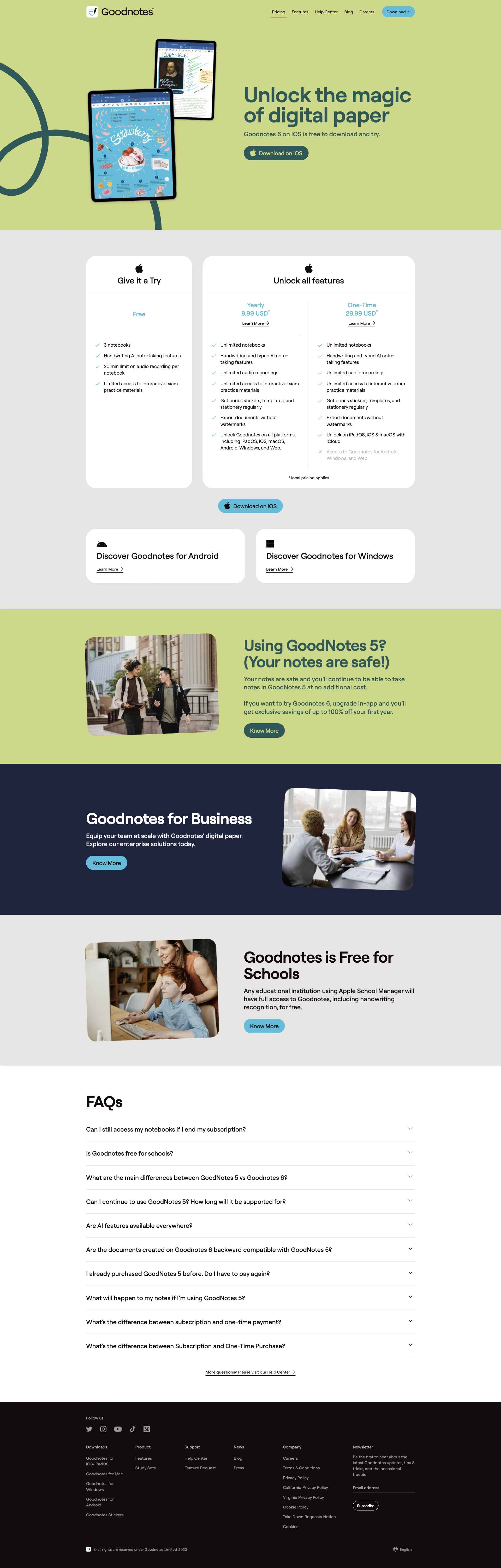 Goodnotes website design - Lapa Ninja