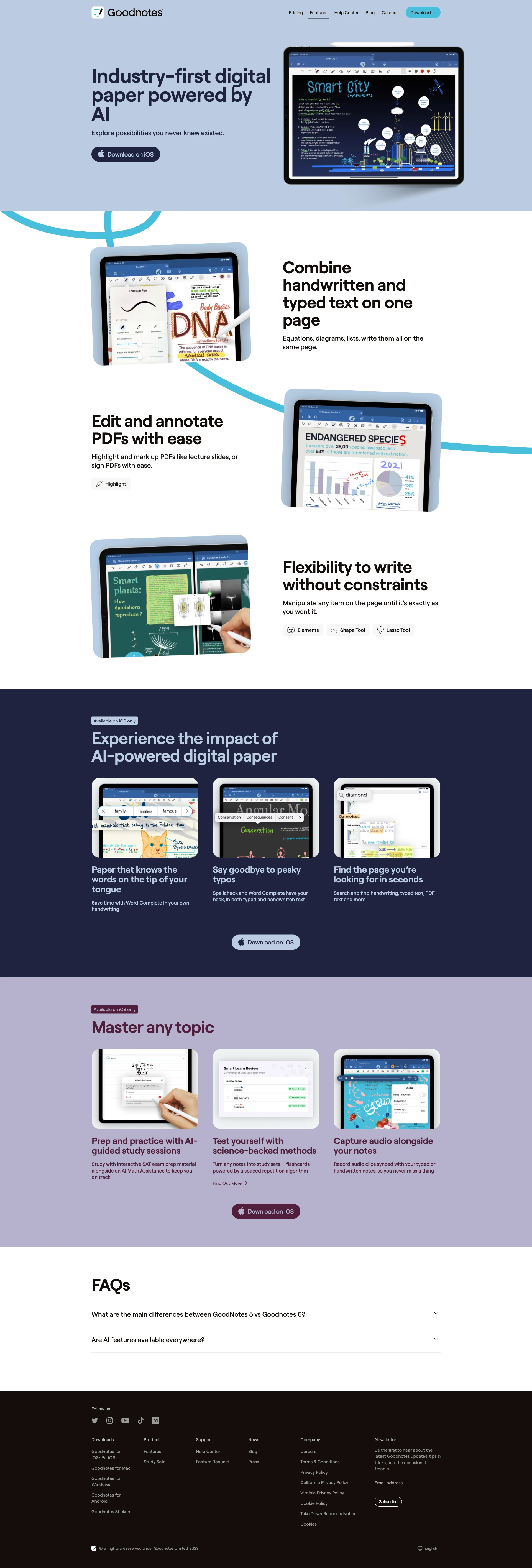 Goodnotes website design - Lapa Ninja