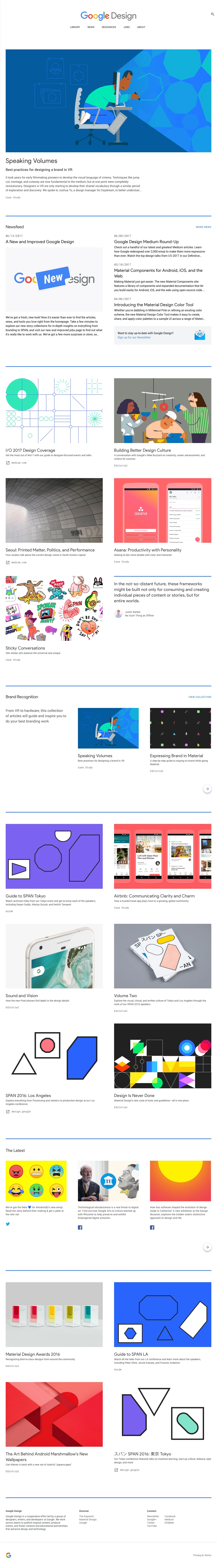 Google Design Landing Page Example: At Google we say, “Focus on the user and all else will follow.” With this in mind, we seek to design experiences that inspire and enlighten our users.