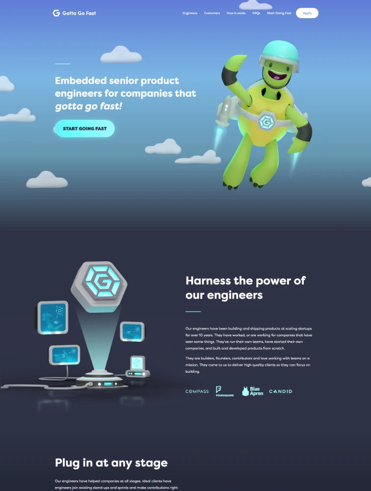 Gotta Go Fast Landing Page Design