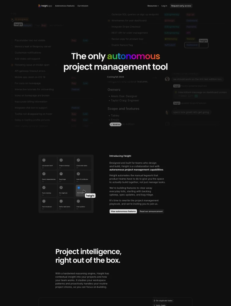 Height Landing Page Example