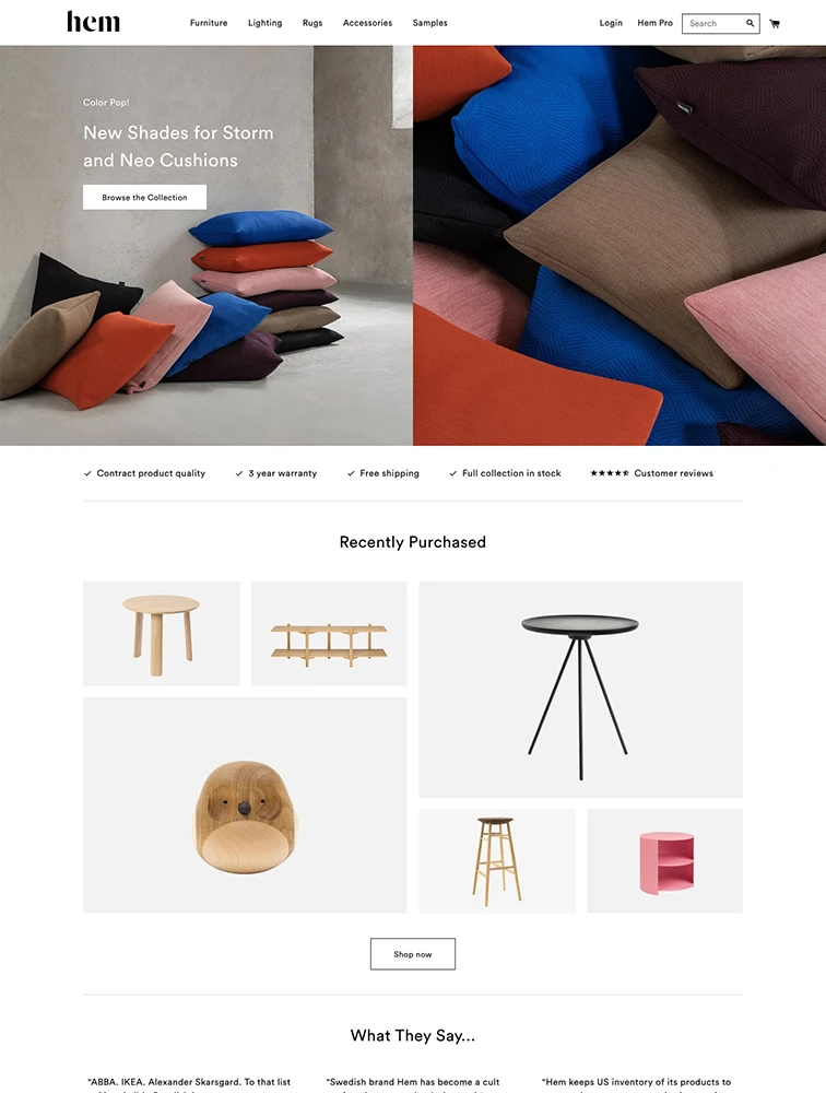 Hem Landing Page Design