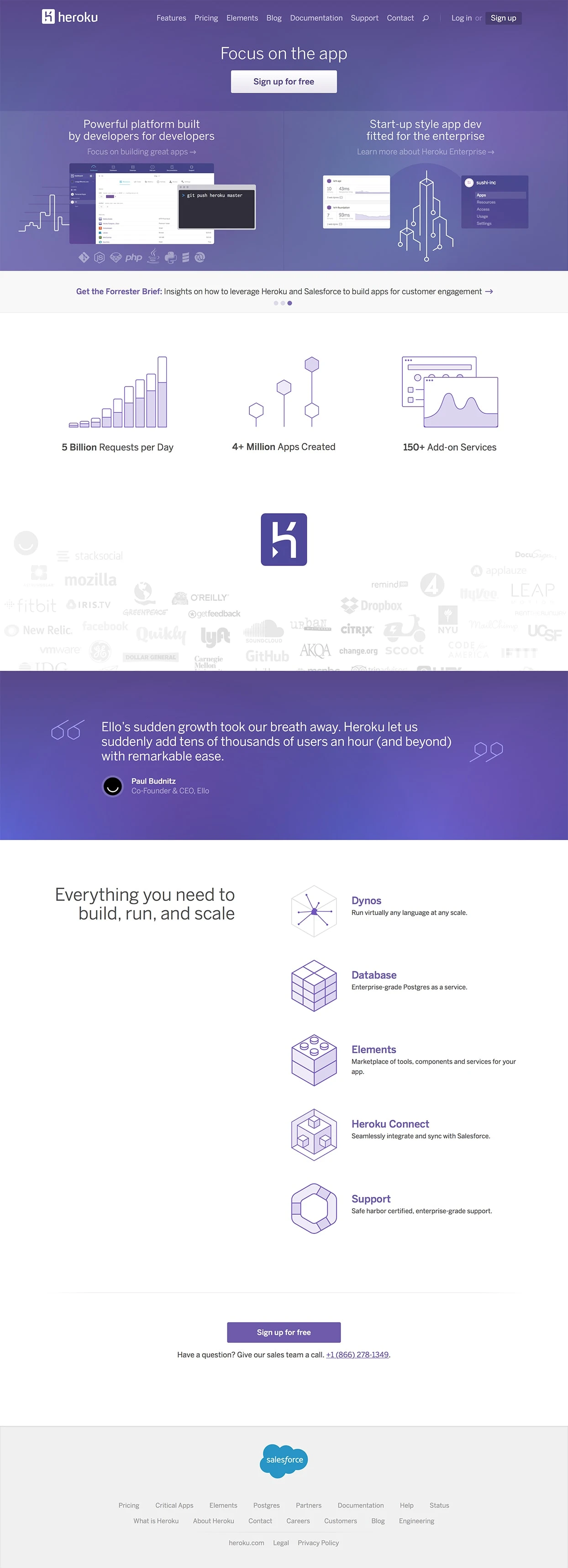 Heroku Landing Page Example: Heroku is a platform as a service (PaaS) that enables developers to build and run applications entirely in the cloud.