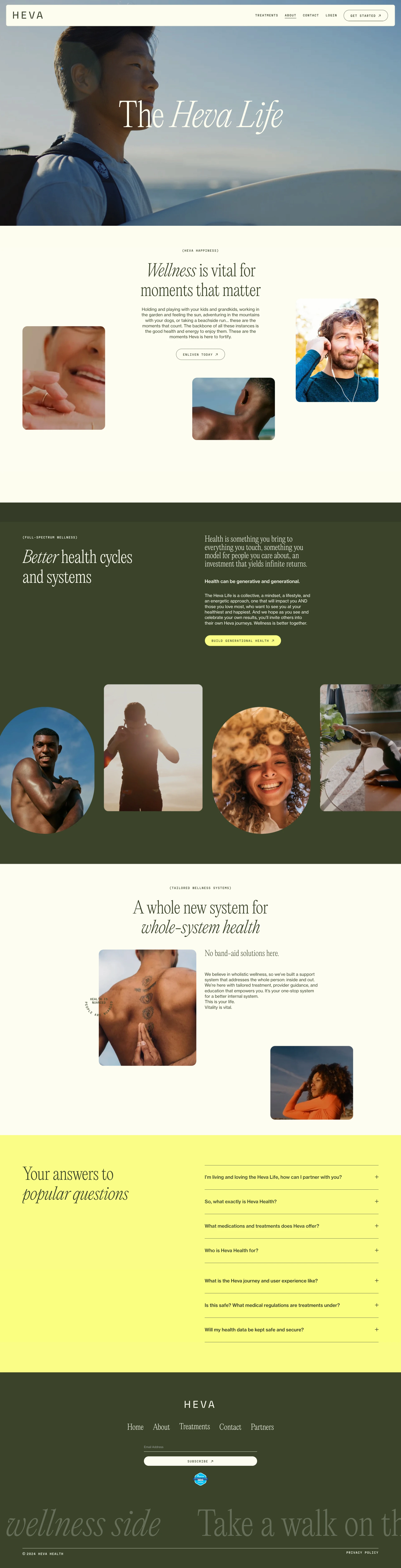 Heva Health Landing Page Example: Your Wellness Journey begins online with Heva Health. Our telehealth doctors track progress, set goals, and access treatment plans for weight loss, sexual wellness, and hormone therapy.