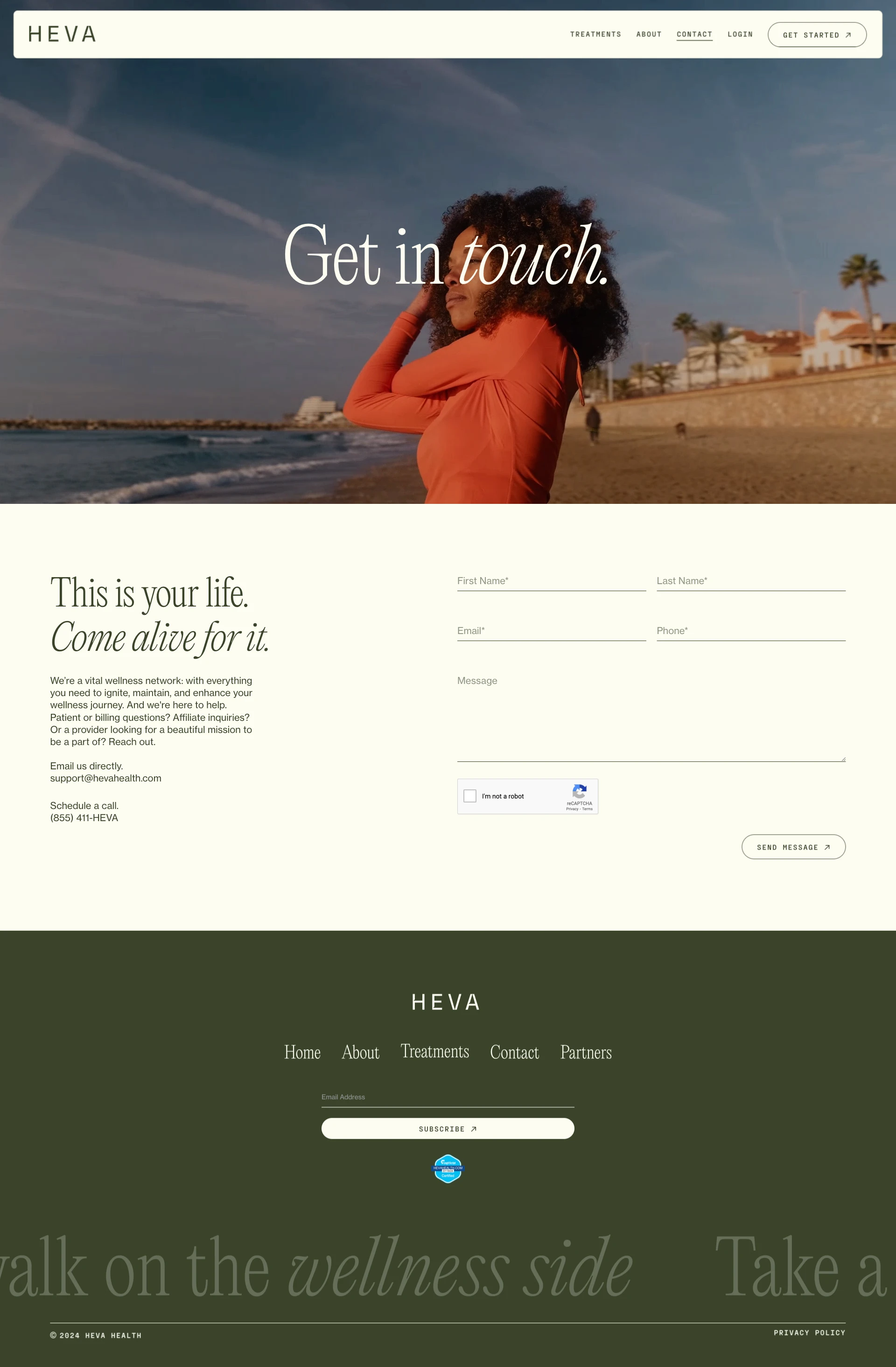 Heva Health Landing Page Example: Your Wellness Journey begins online with Heva Health. Our telehealth doctors track progress, set goals, and access treatment plans for weight loss, sexual wellness, and hormone therapy.