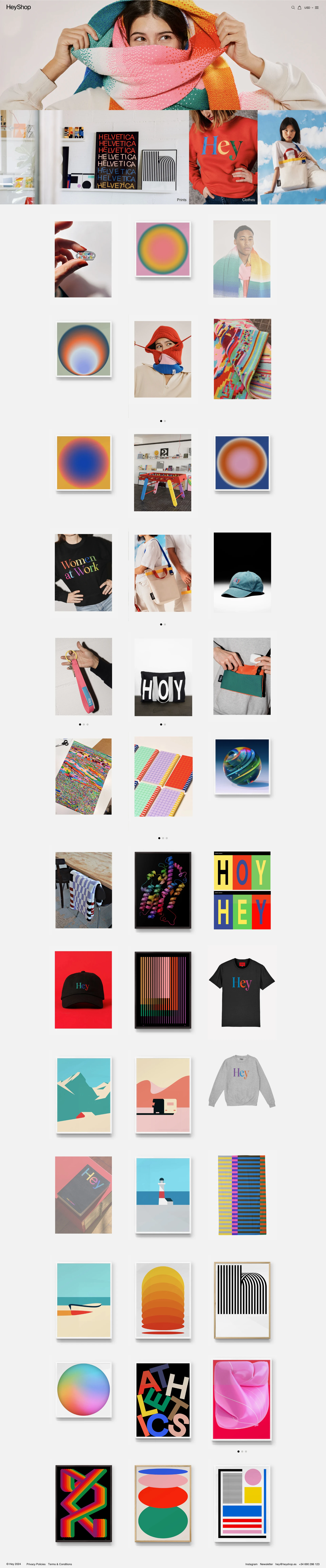 HeyShop Landing Page Example: Welcome to HeyShop, store of Hey creative studio. We produce designer products with a focus on graphic design, made in Spain with a strong commitment to sustainability.