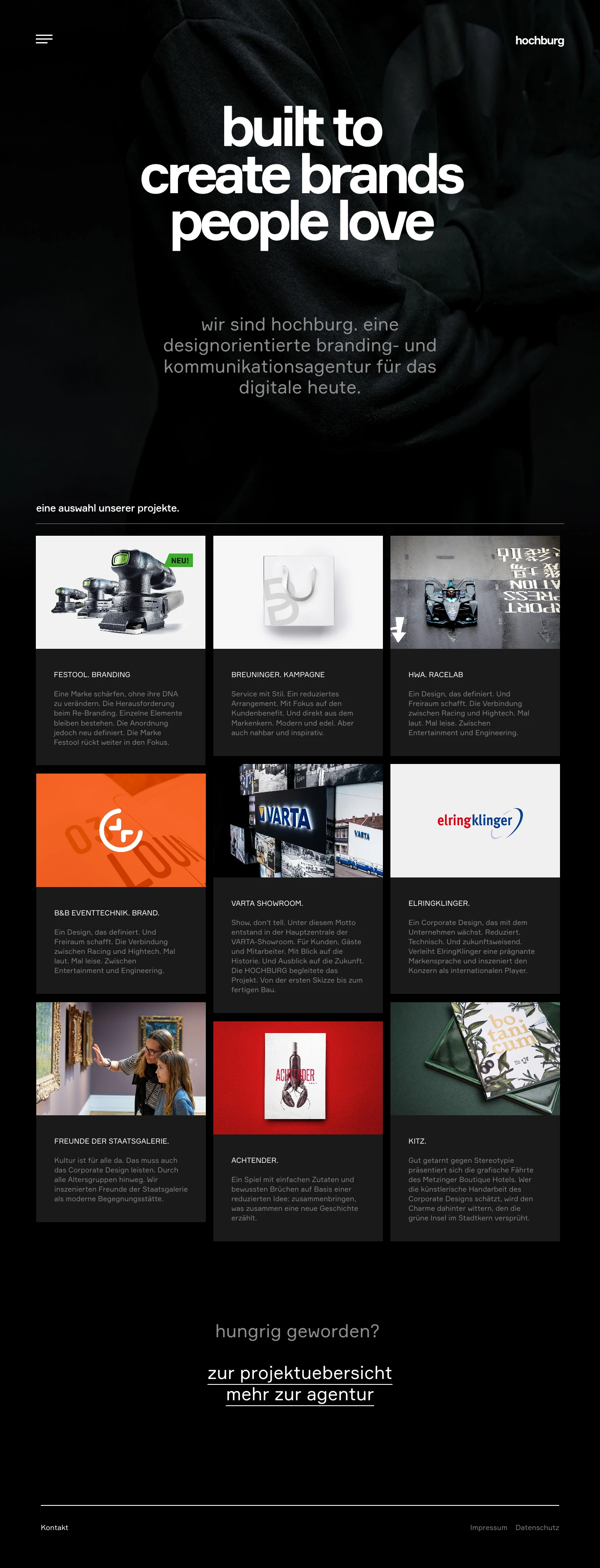 Hochburg Landing Page Example: Built to create brands people love.