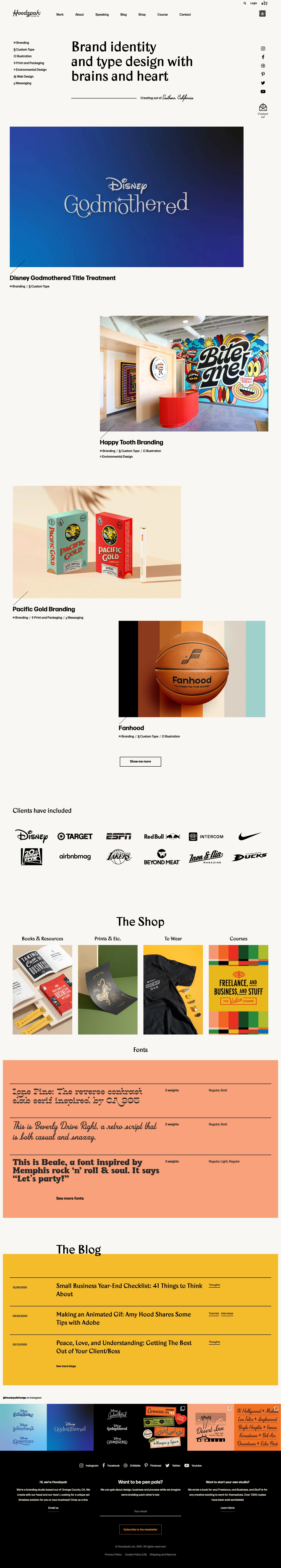 Hoodzpah Landing Page Example: A brand identity and type design studio based out of Southern California.