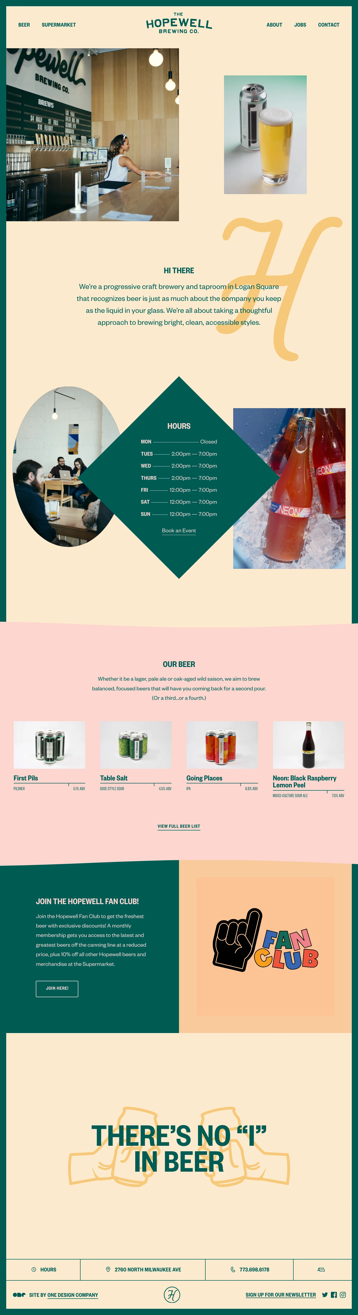 Hopewell Brewing Landing Page Example: We’re a progressive craft brewery and taproom in Logan Square that recognizes beer is just as much about the company you keep as the liquid in your glass. We’re all about taking a thoughtful approach to brewing bright, clean, accessible styles.