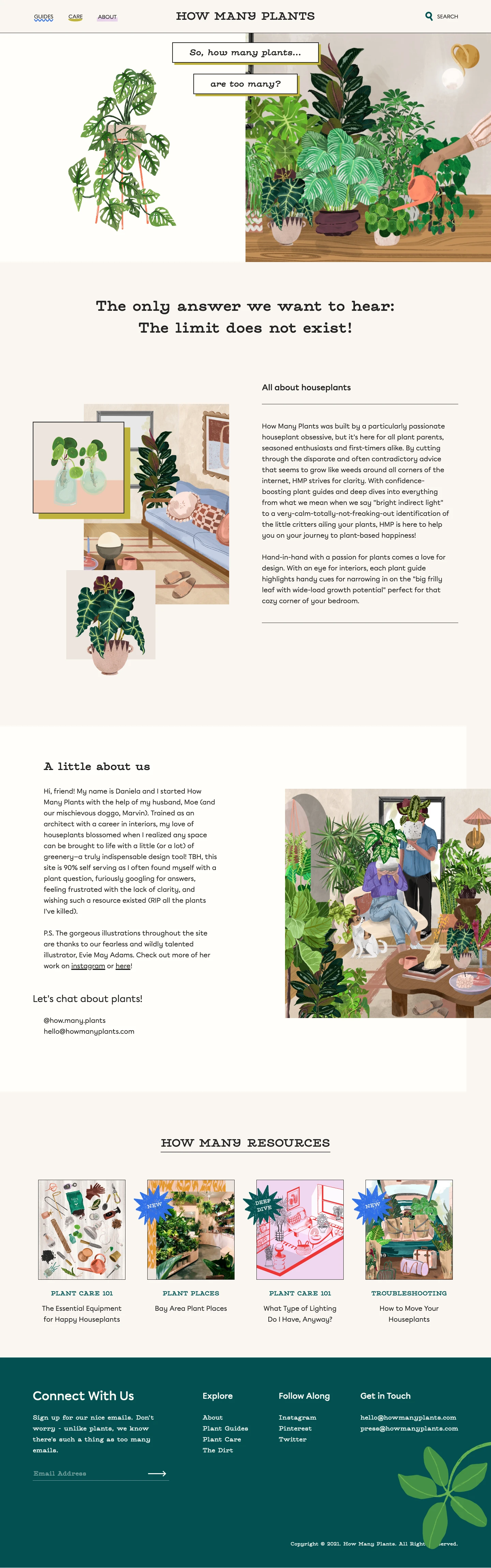 How Many Plants Landing Page Example: How Many Plants is a growing plant care resource and community for ALL plant parents, seasoned enthusiasts and first-timers alike!
