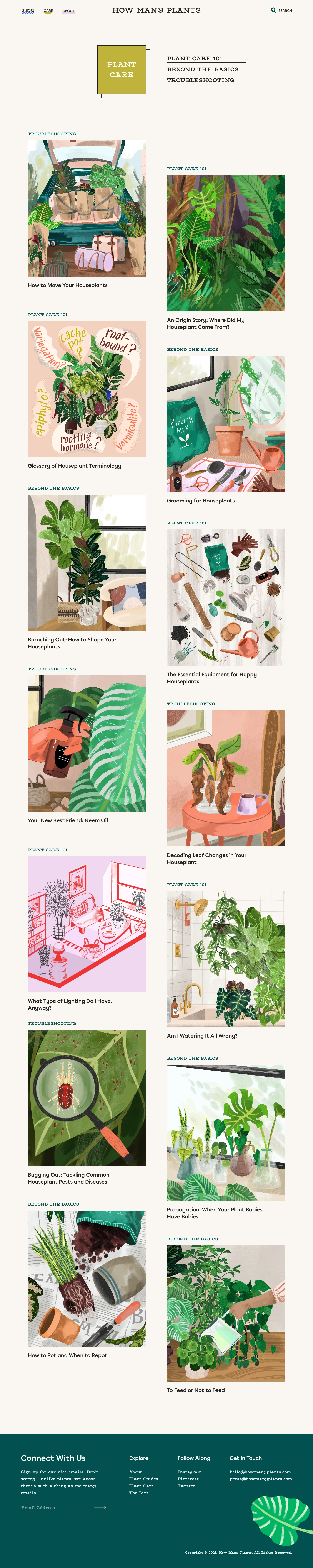 How Many Plants Landing Page Example: How Many Plants is a growing plant care resource and community for ALL plant parents, seasoned enthusiasts and first-timers alike!
