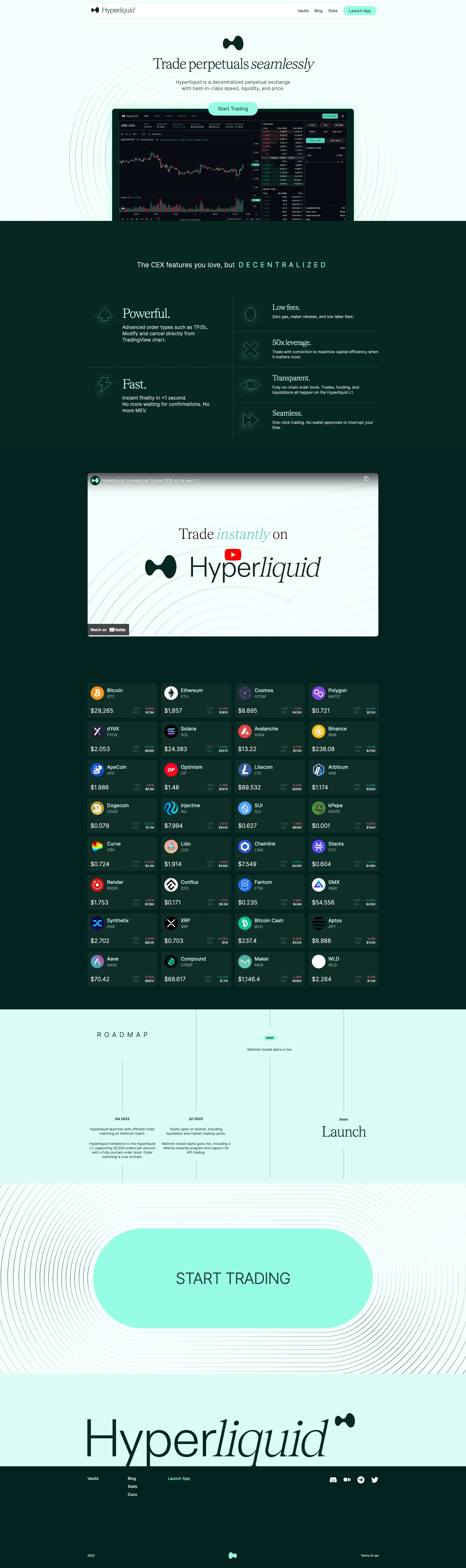 Hyperliquid Landing Page Example: Hyperliquid is a decentralized perpetual exchange with best-in-class speed, liquidity, and price.