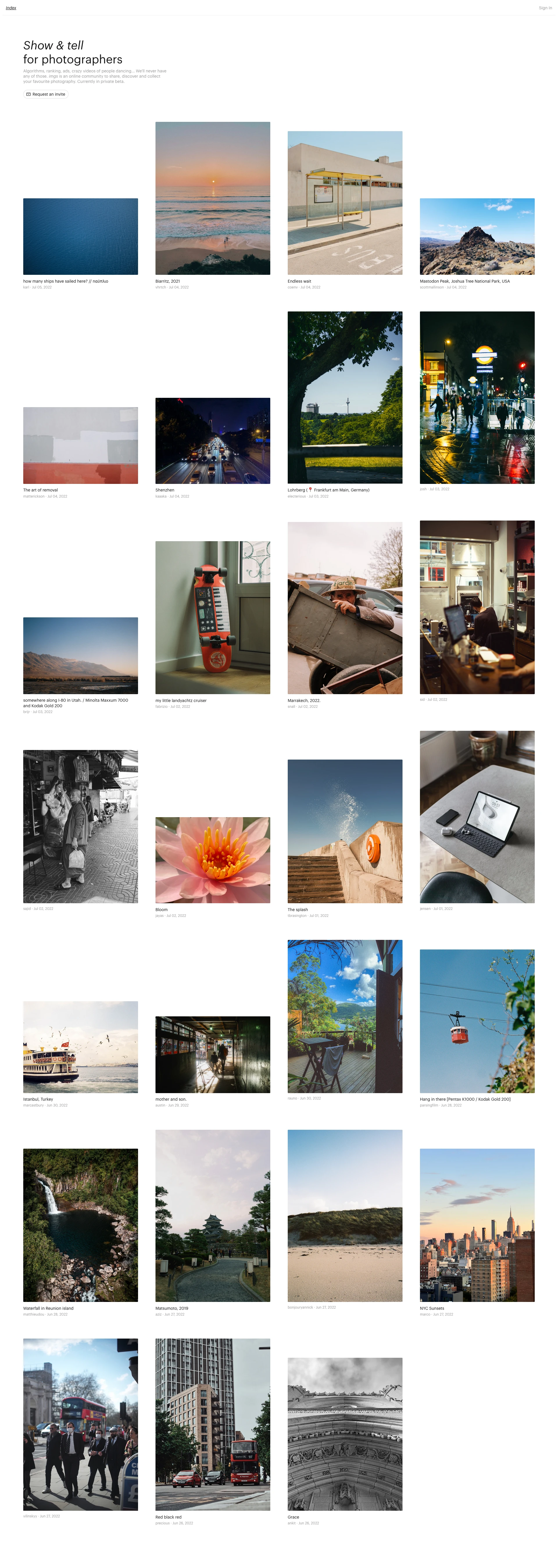 imgs.so Landing Page Example: An online community to share, discover and collect your favourite photography.