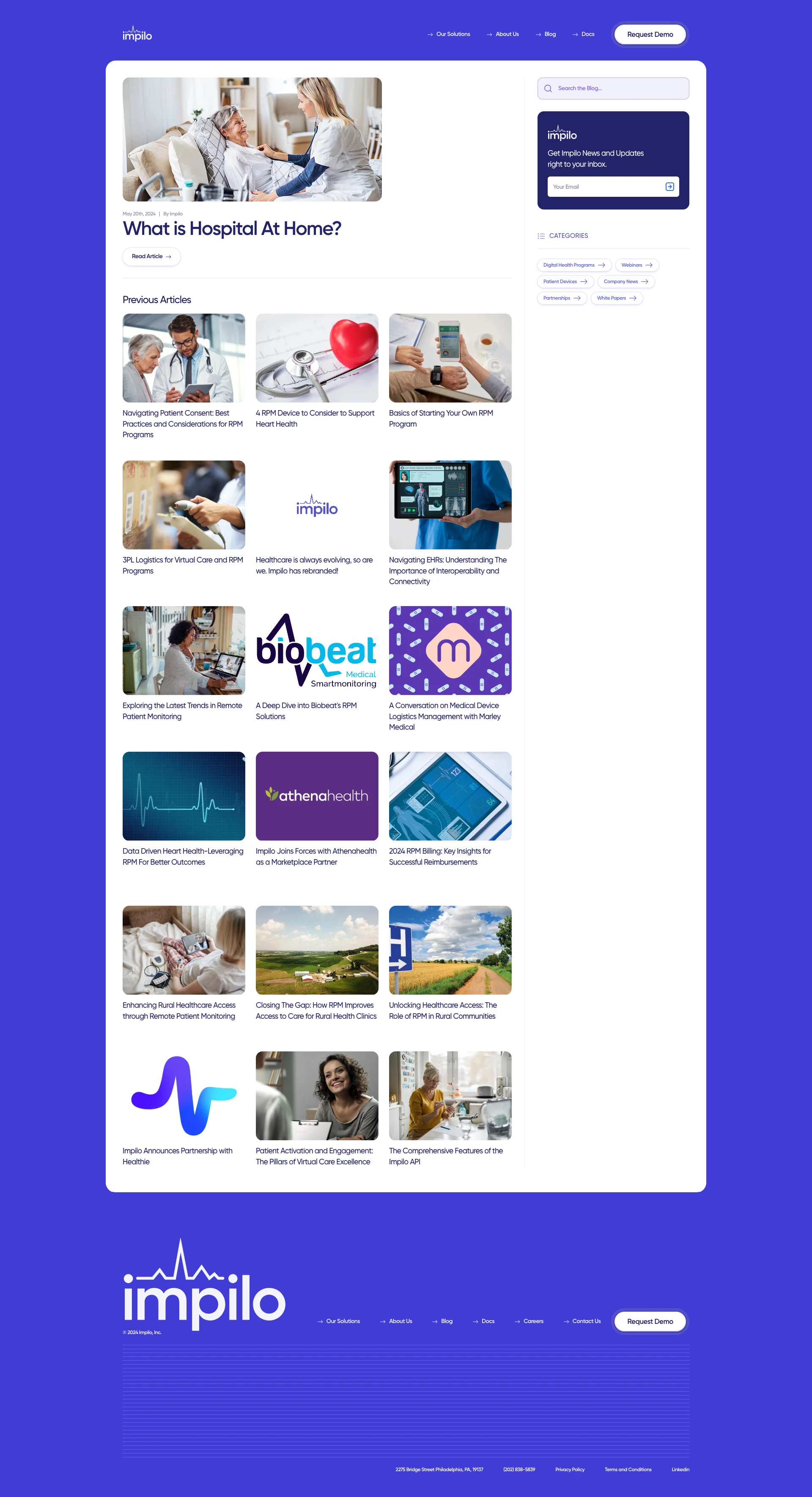 Impilo Landing Page Example: Impilo provides API infrastructure for patient monitoring and connected supplies. Our platform enables the ability to buy, distribute, support, and integrate digital health devices/supplies. Impilo handles patient monitoring operations, while you handle the clinical.