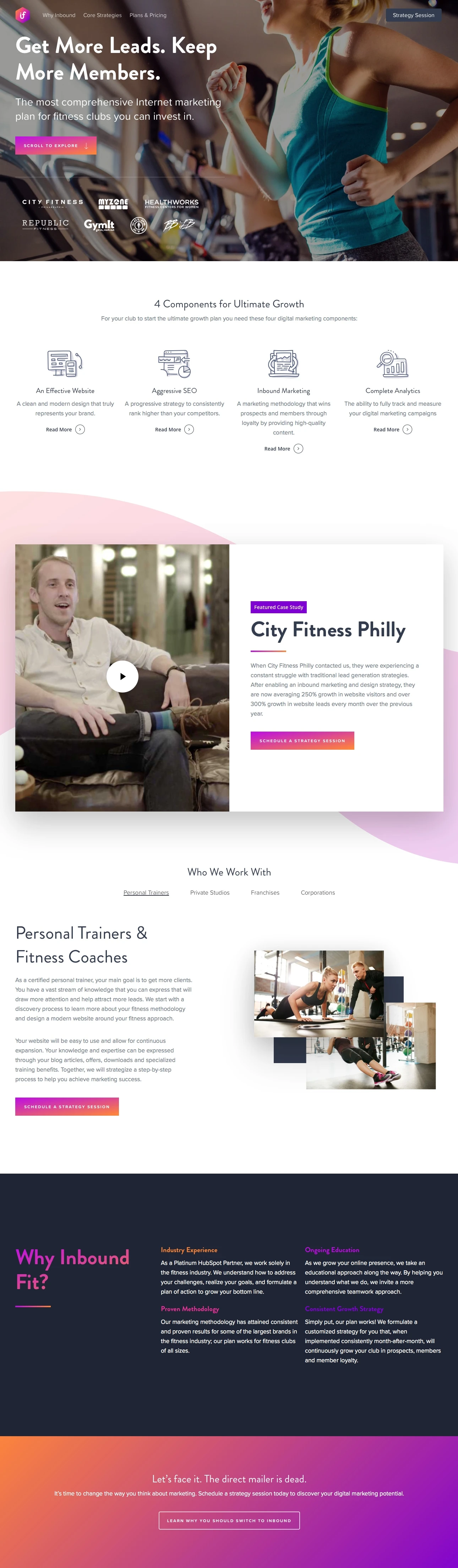 Inbound Fit Landing Page Example: Your brand and authority in fitness in your local area is paramount to overall growth. Ignite your club's growth with Internet Marketing for fitness clubs.