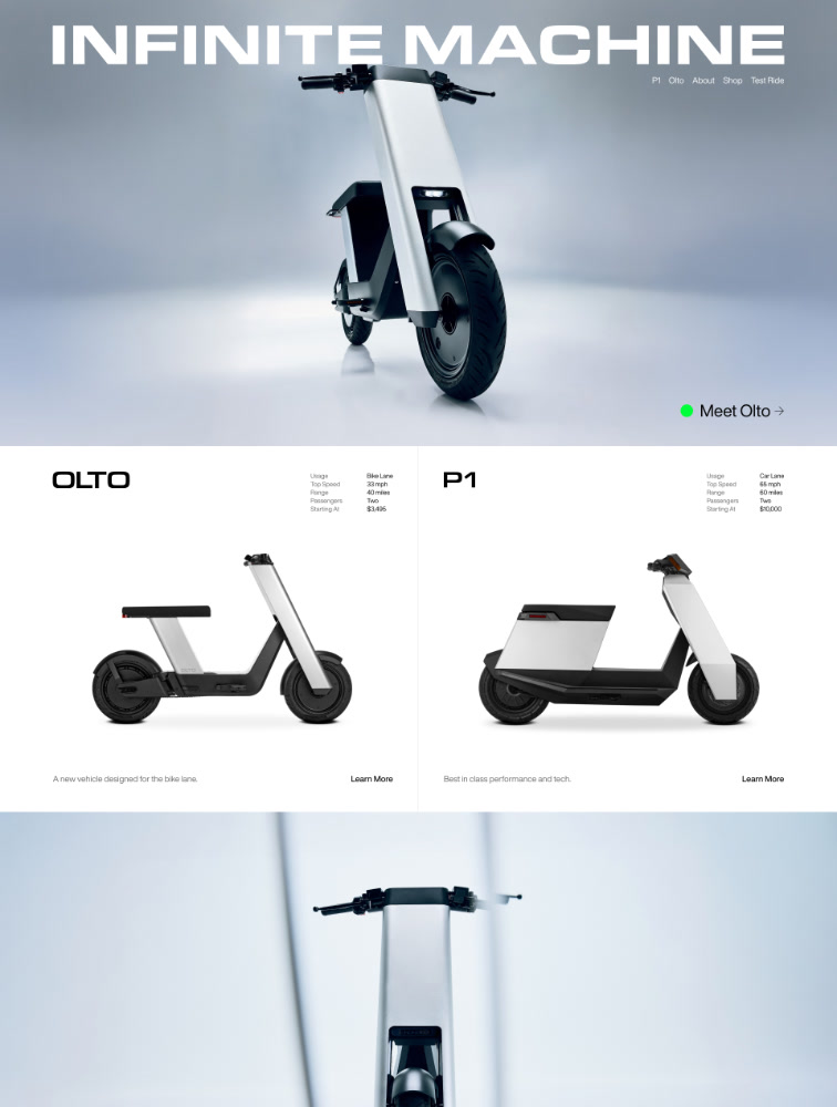 Infinite Machine Landing Page Example