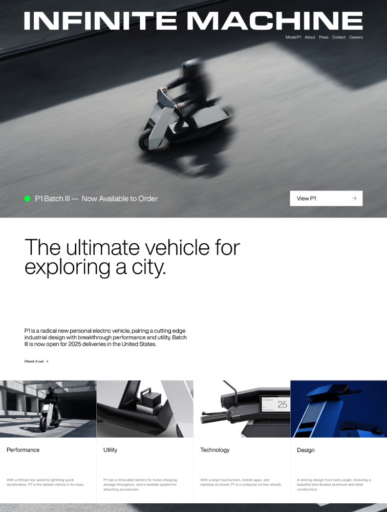 Infinite Machine Landing Page Example