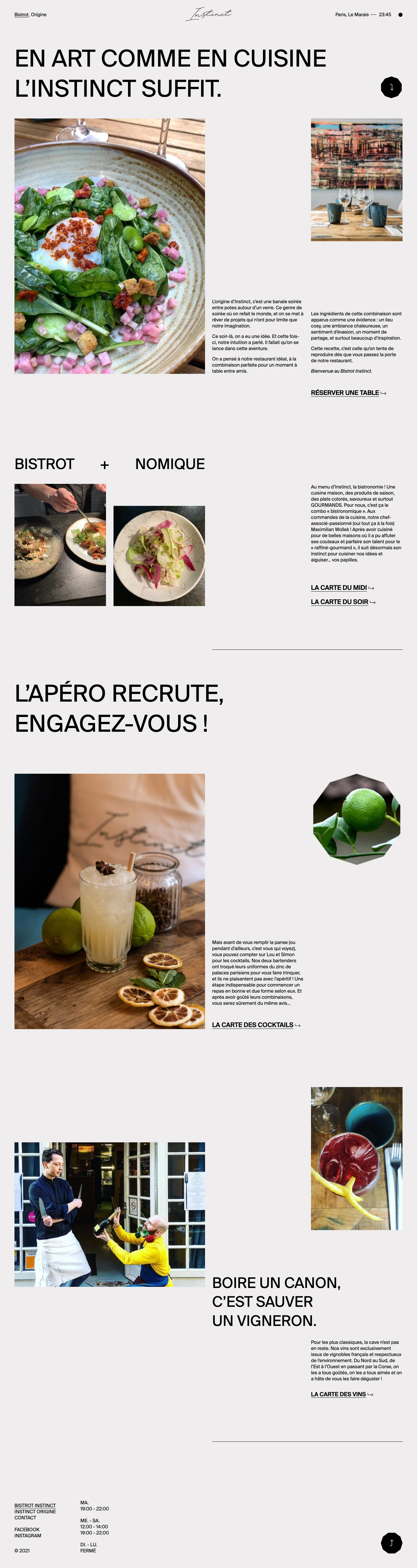 Instinct Origine Landing Page Example: Home cooking, seasonal products, colorful, tasty and above all gourmet dishes!