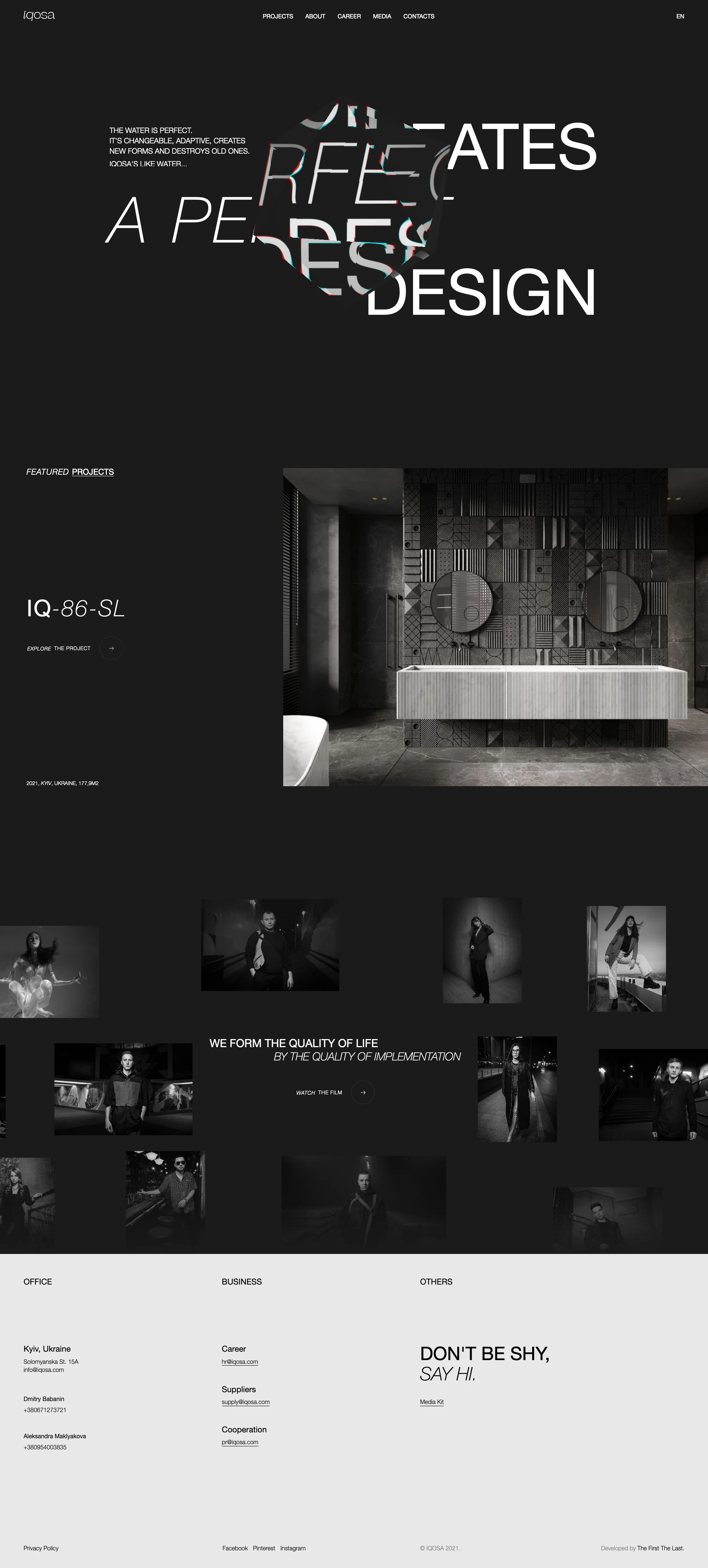 IQOSA Landing Page Example: IQOSA is an international studio for interior design and architecture. Development and implementation of projects for residential and commercial facilities.