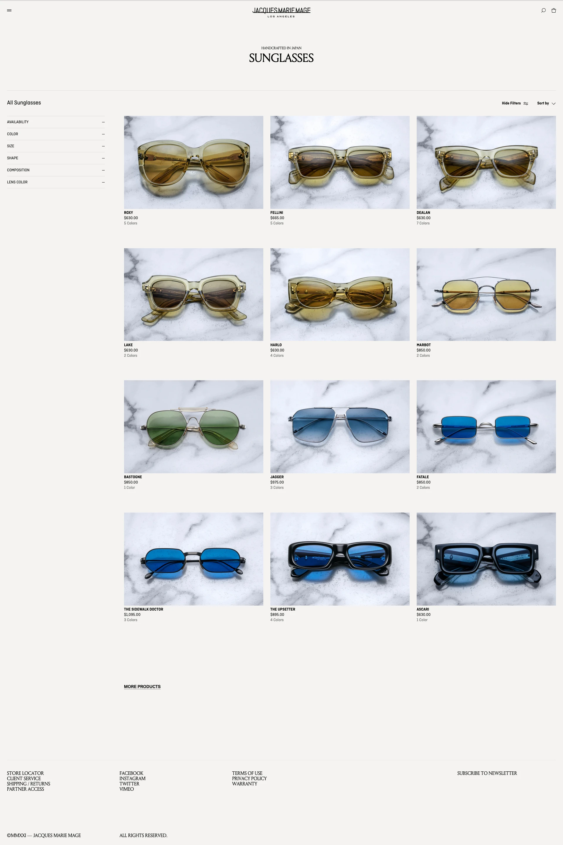 Jacques Marie Mage Landing Page Example: Limited Edition Eyewear - Handcrafted in Japan. Exceptional eyewear drawing influences from across disciplines, oceans, and eras. Discover the new collection.