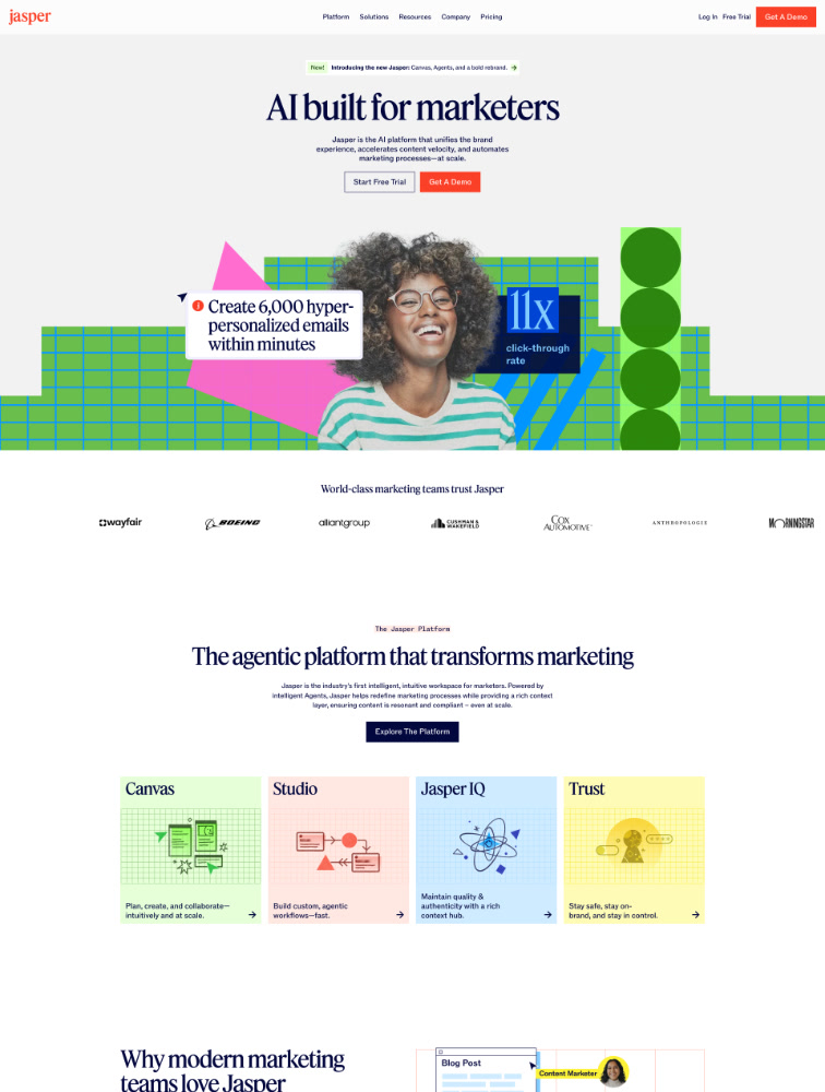 Jasper Landing Page Example