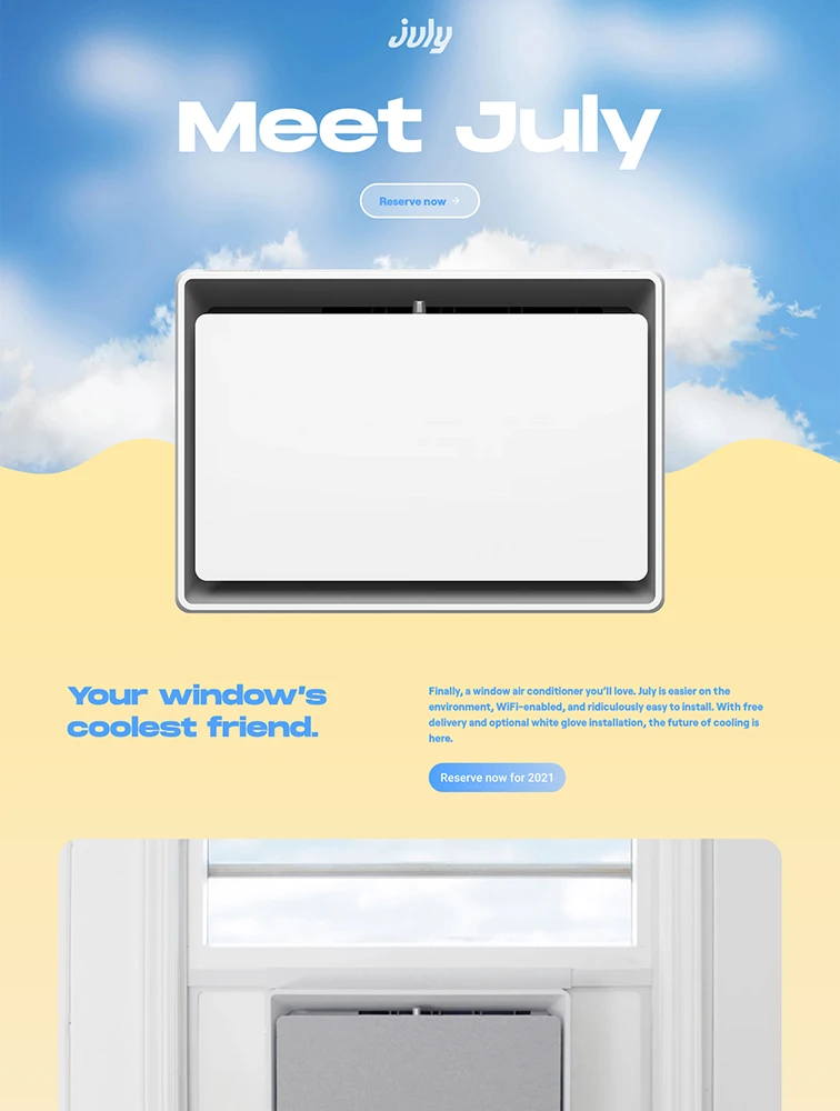 July Landing Page Design