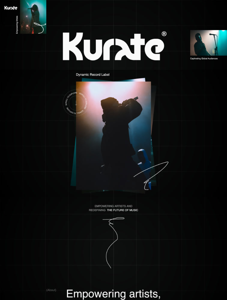 Kurate Music Landing Page Design