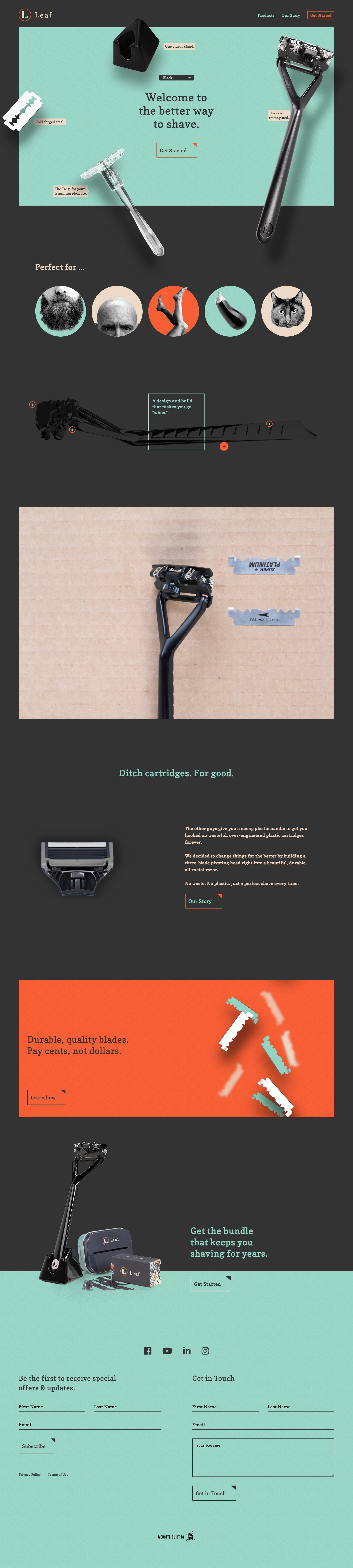 Leaf Shave Landing Page Example: Welcome to the better way to shave
