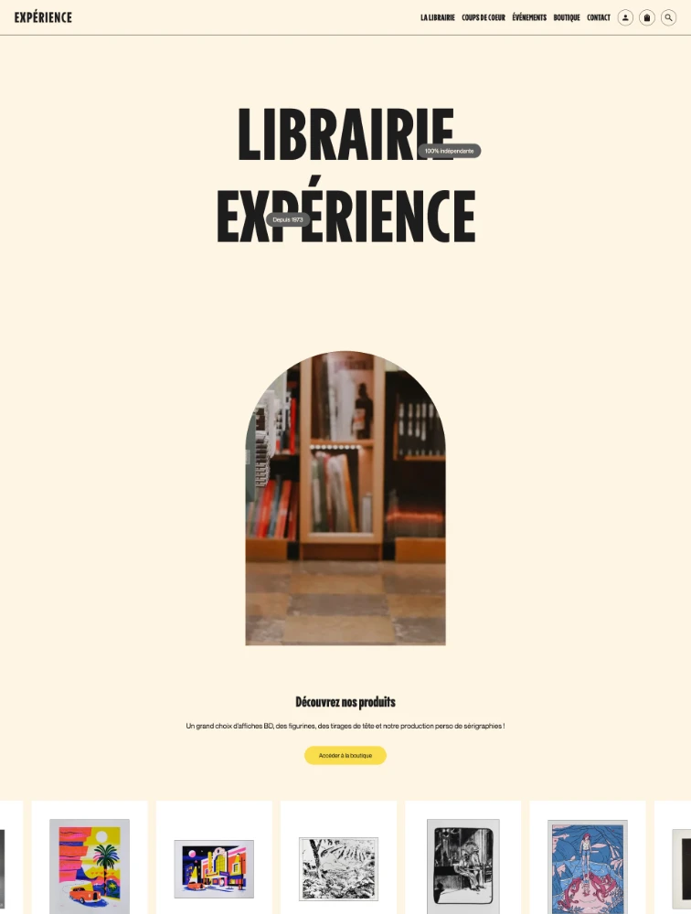 Librairie Expérience Landing Page Example